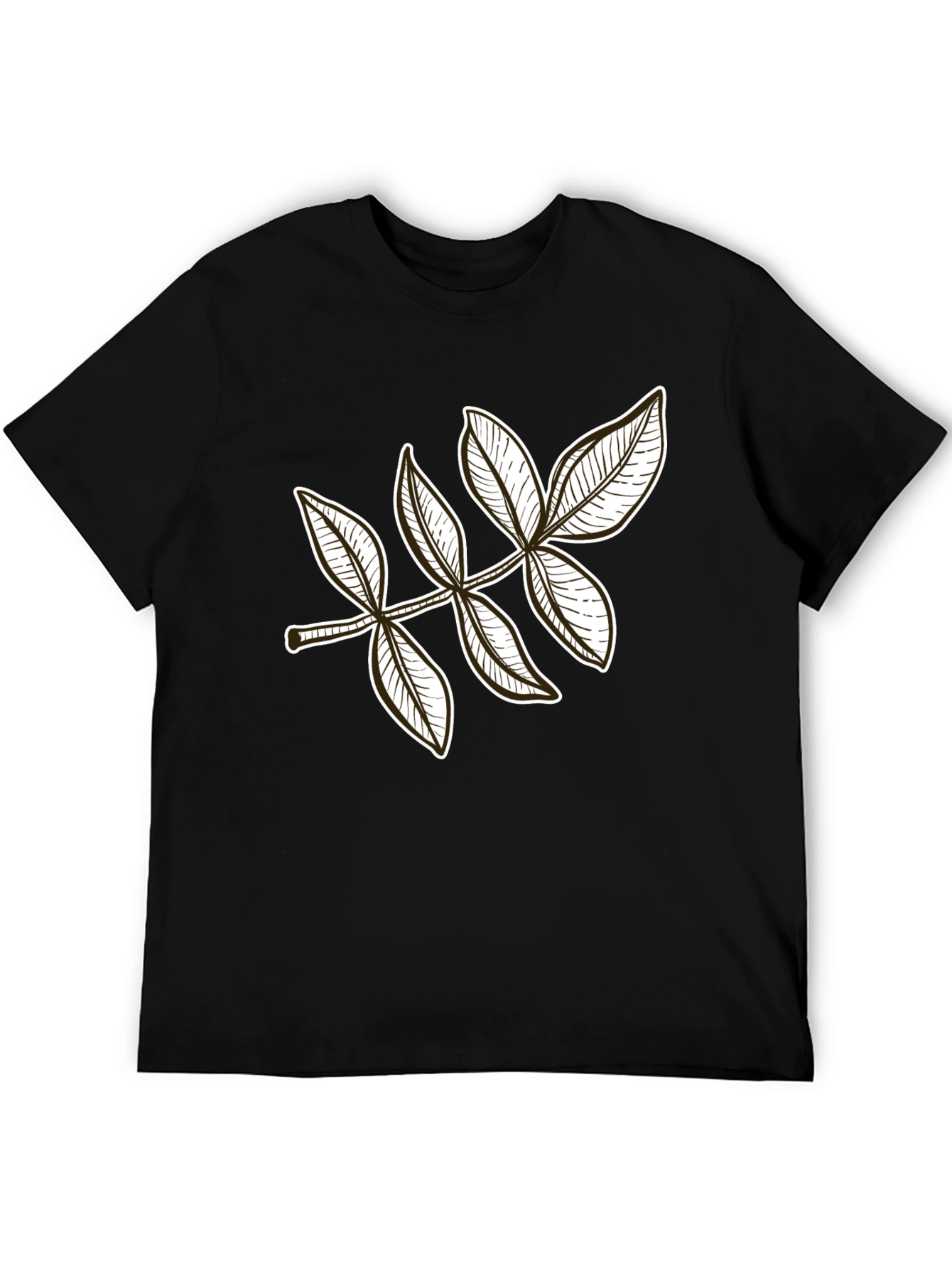 Leaf Design Black T-Shirt