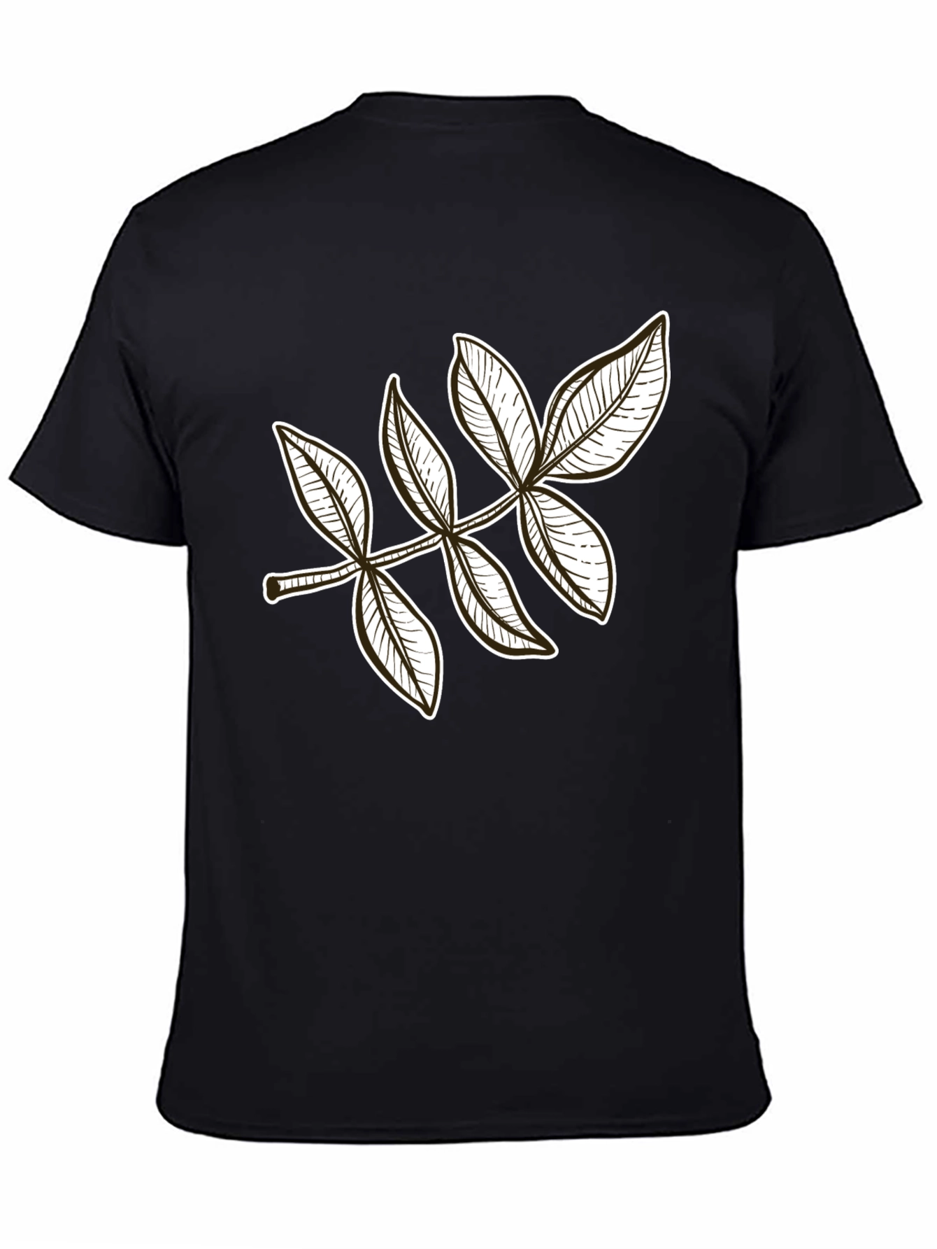 Leaf Design Black T-Shirt