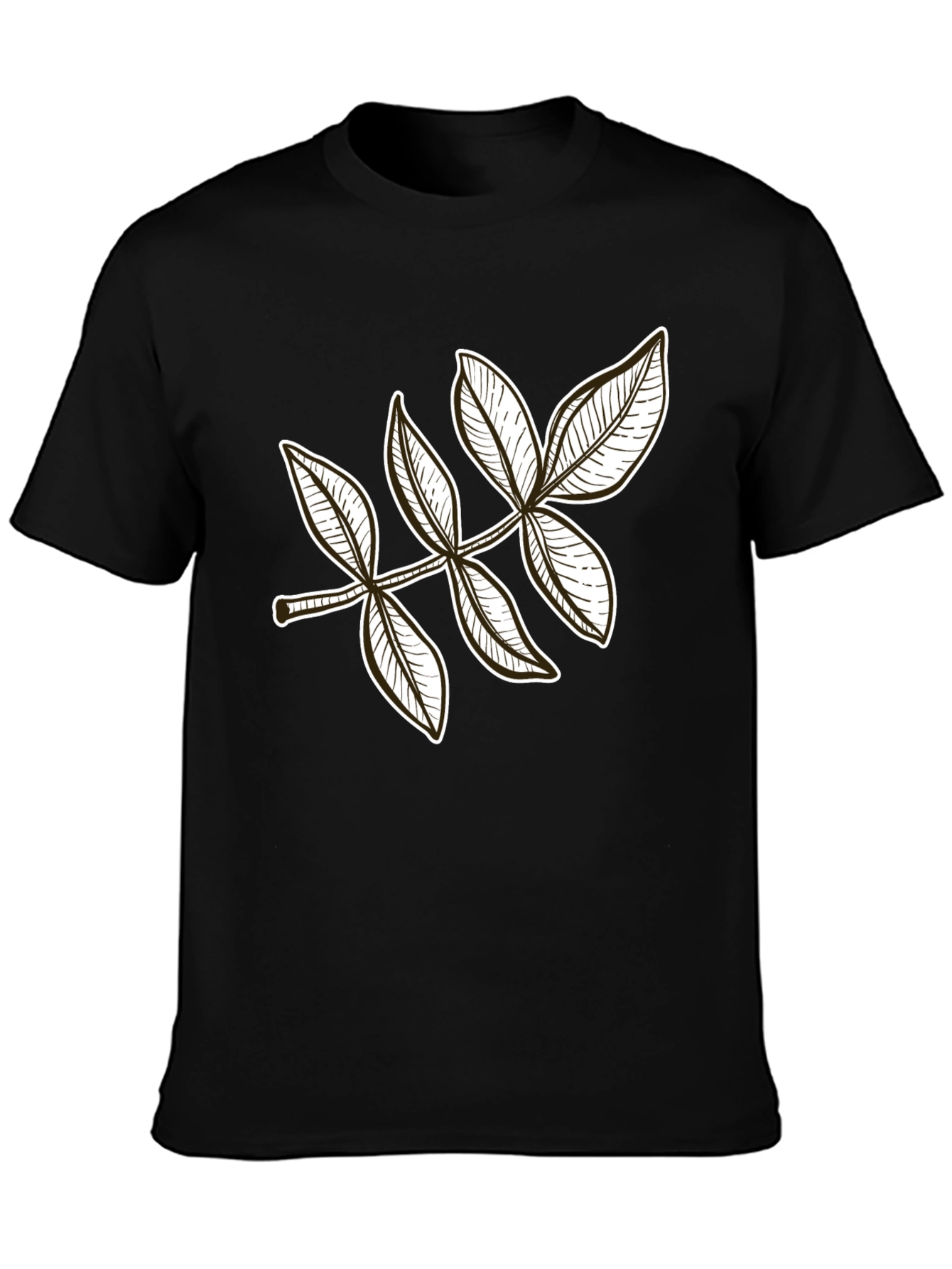Leaf Design Black T-Shirt