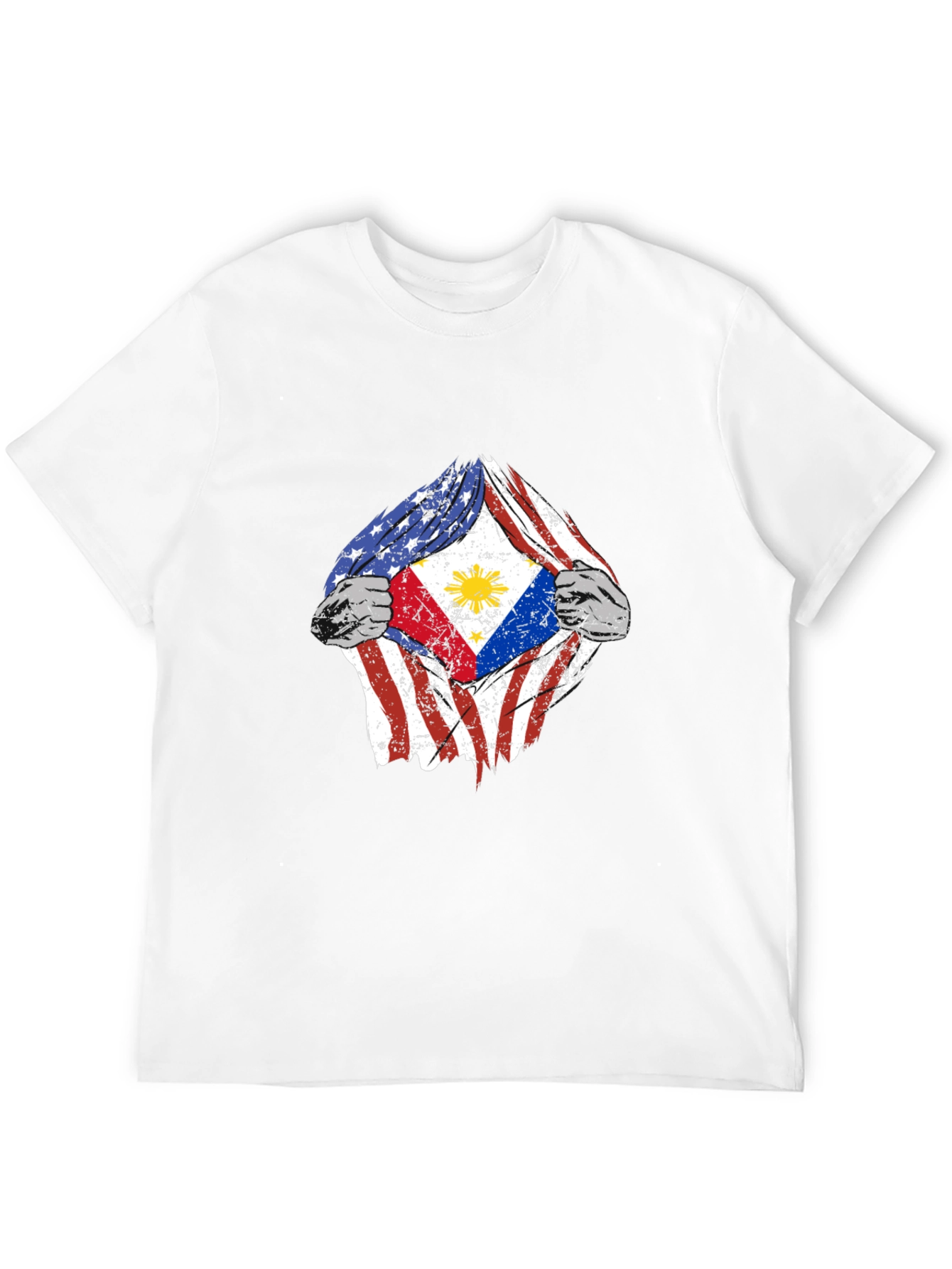 USA Philippines Flag Torn T-Shirt