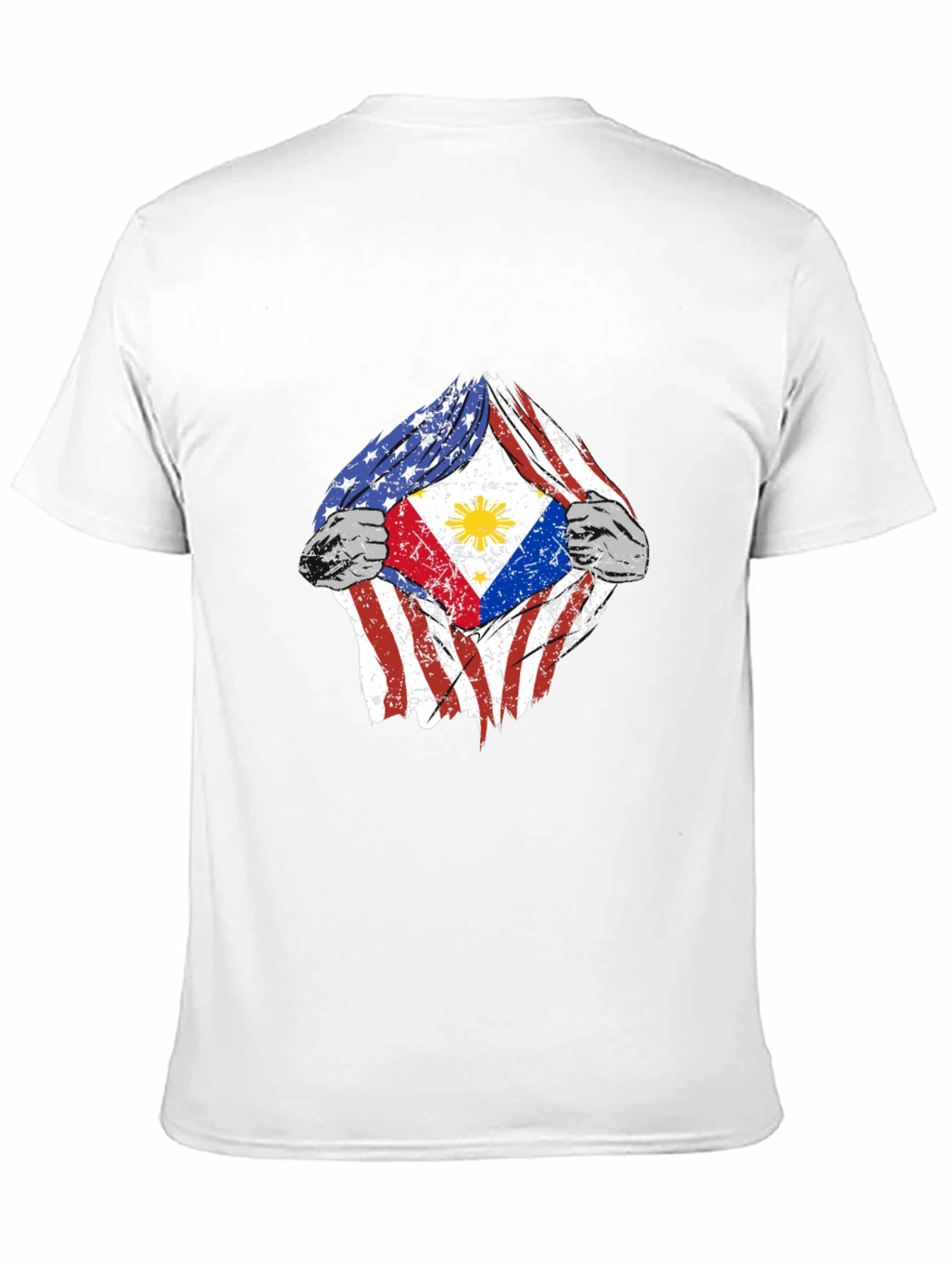 USA Philippines Flag Torn T-Shirt