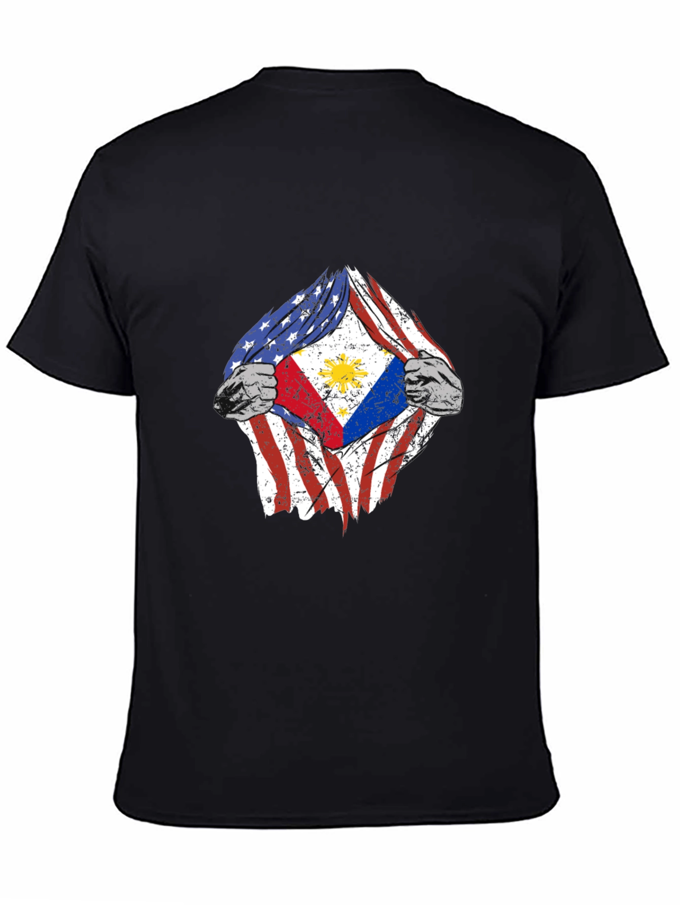 USA Philippines Flag Torn T-Shirt