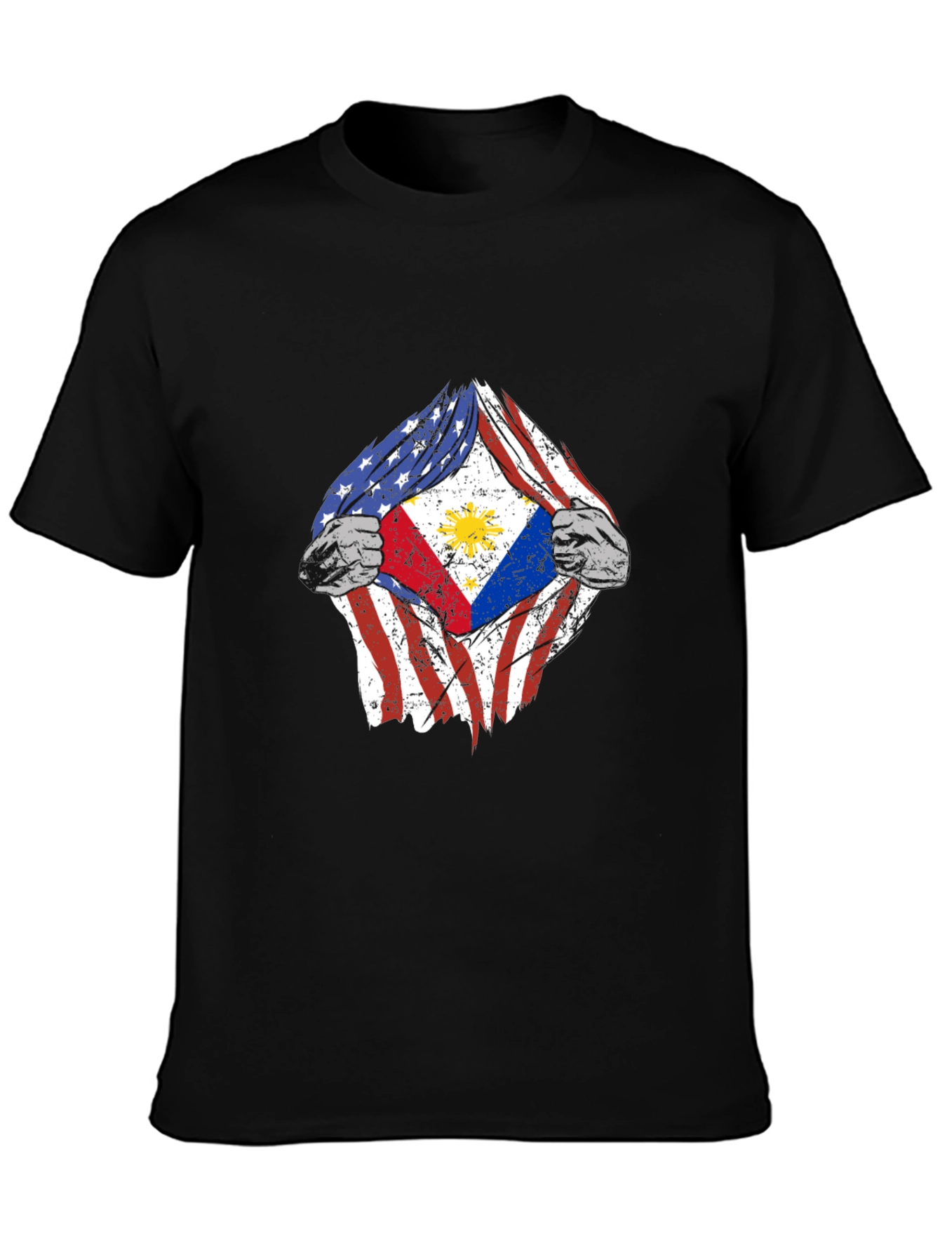 USA Philippines Flag Torn T-Shirt