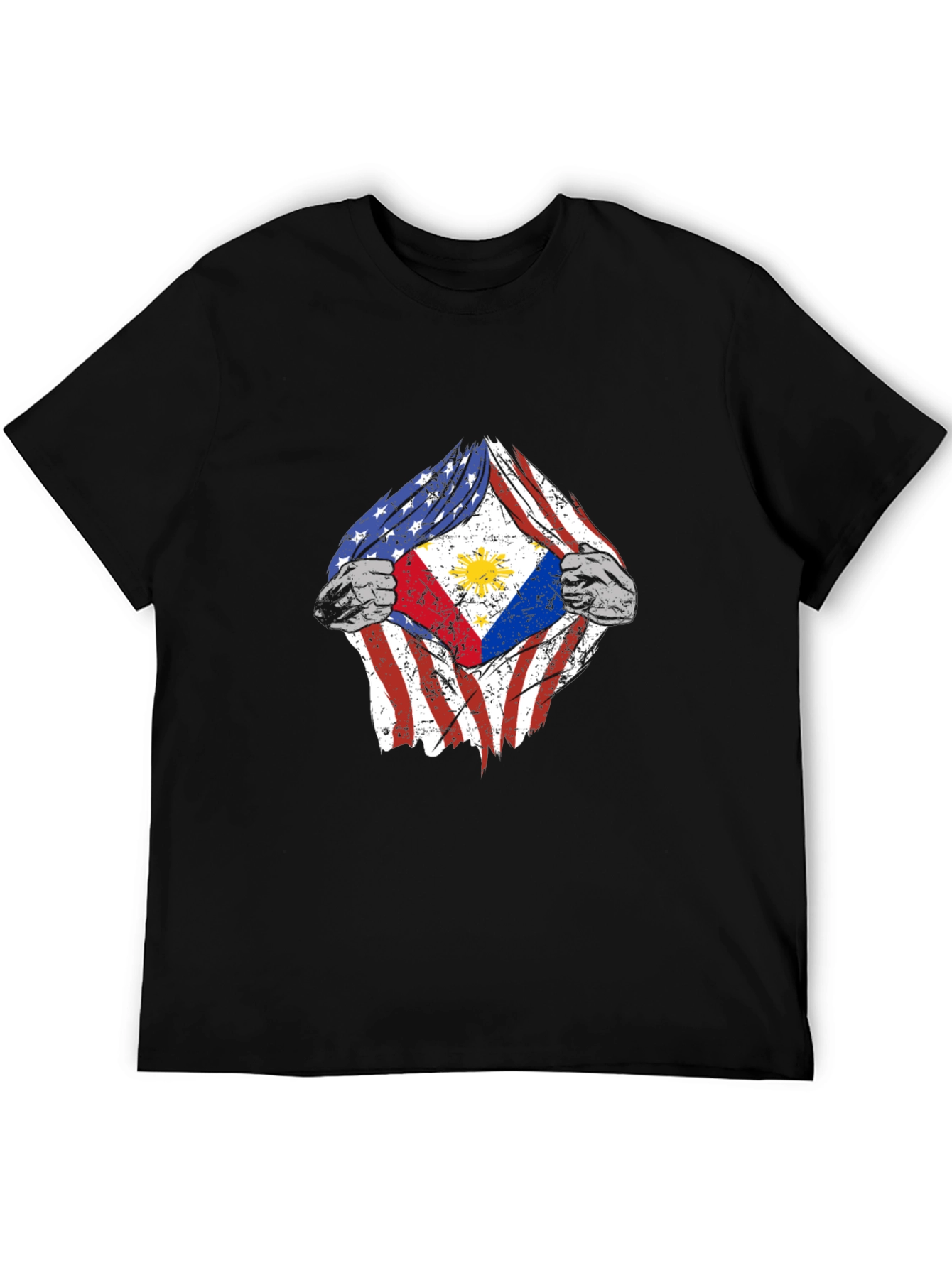 USA Philippines Flag Torn T-Shirt
