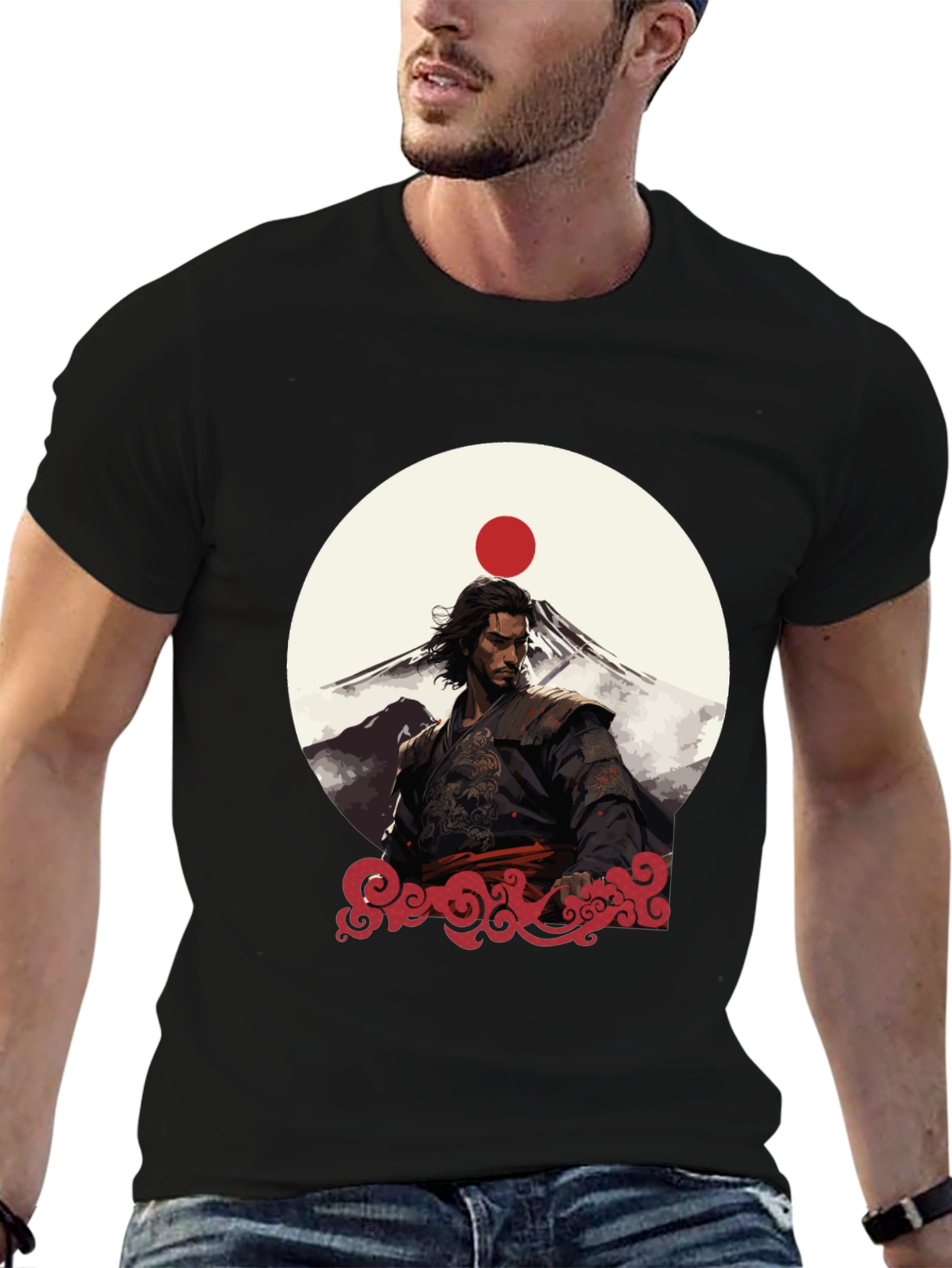 Samurai Sunset Graphic Tee - Black