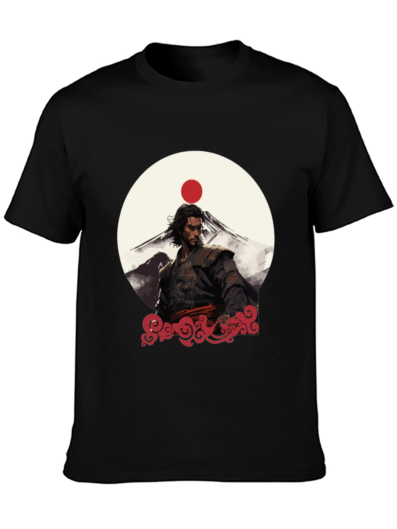 Samurai Sunset Graphic Tee - Black