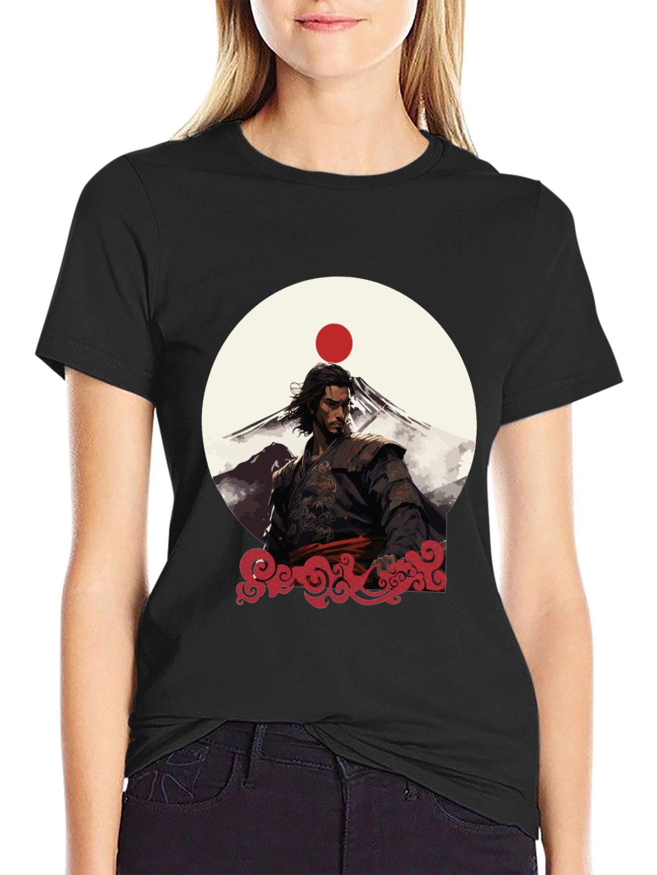 Samurai Sunset Graphic Tee - Black