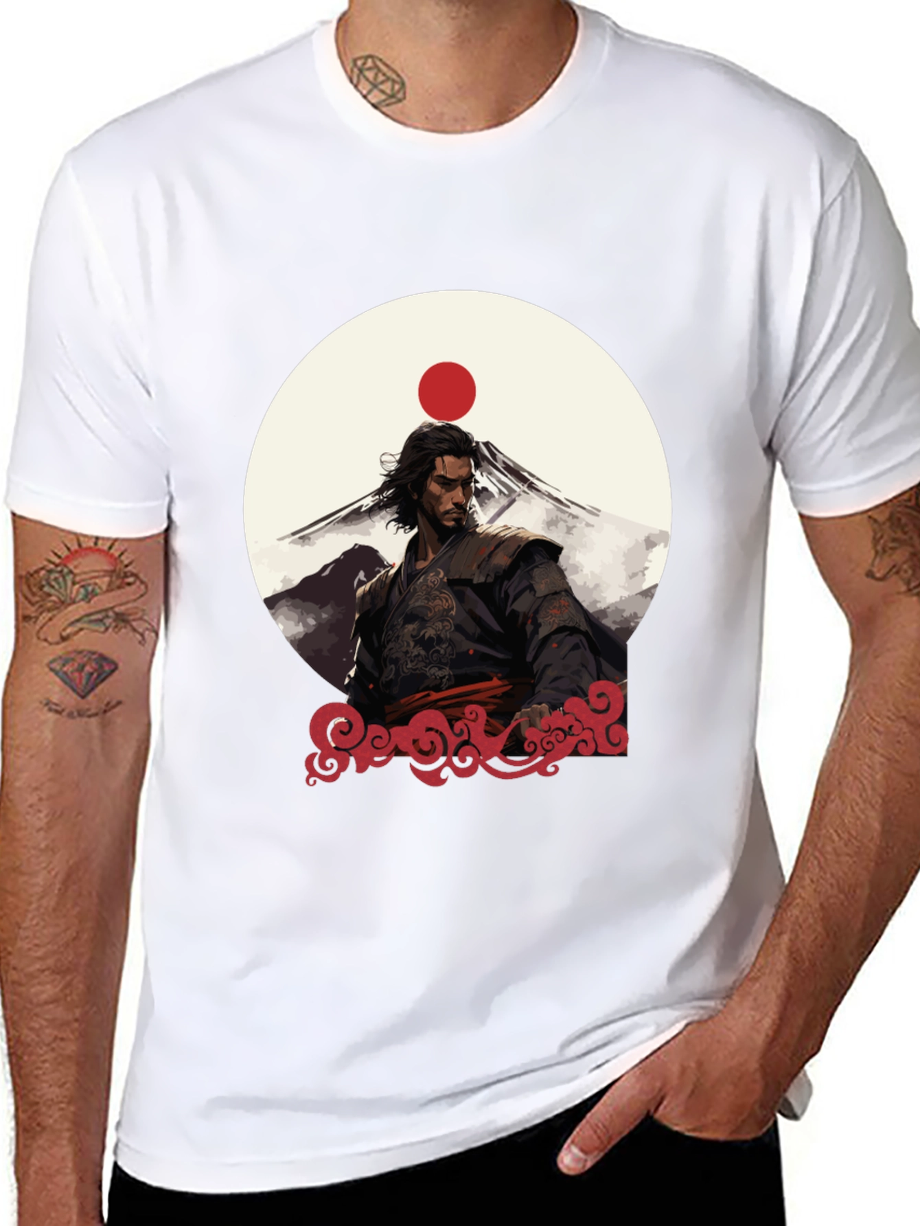 Samurai Sunset Graphic Tee - Black