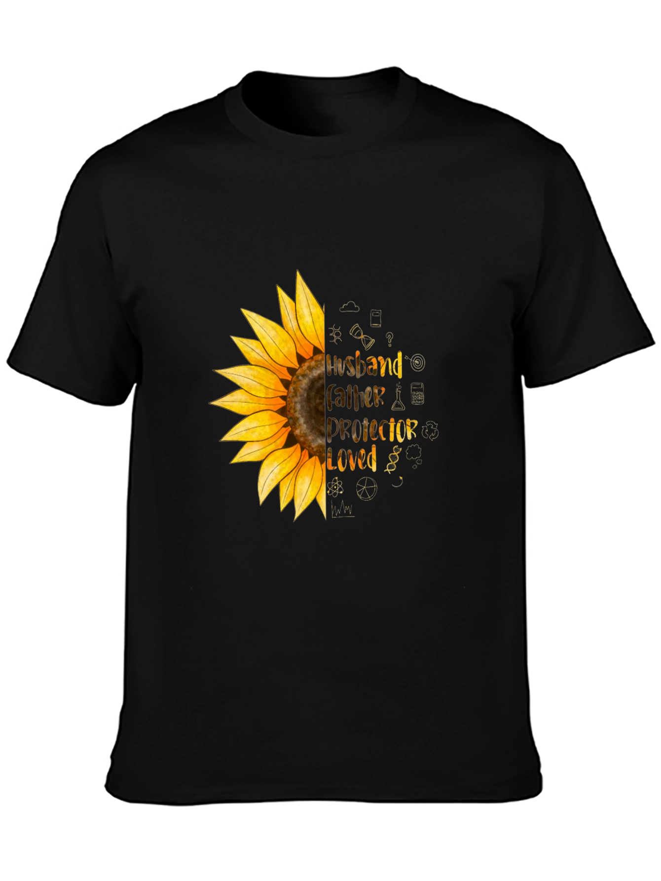 Husband Father Protector Loved Sunflower T-Shirt