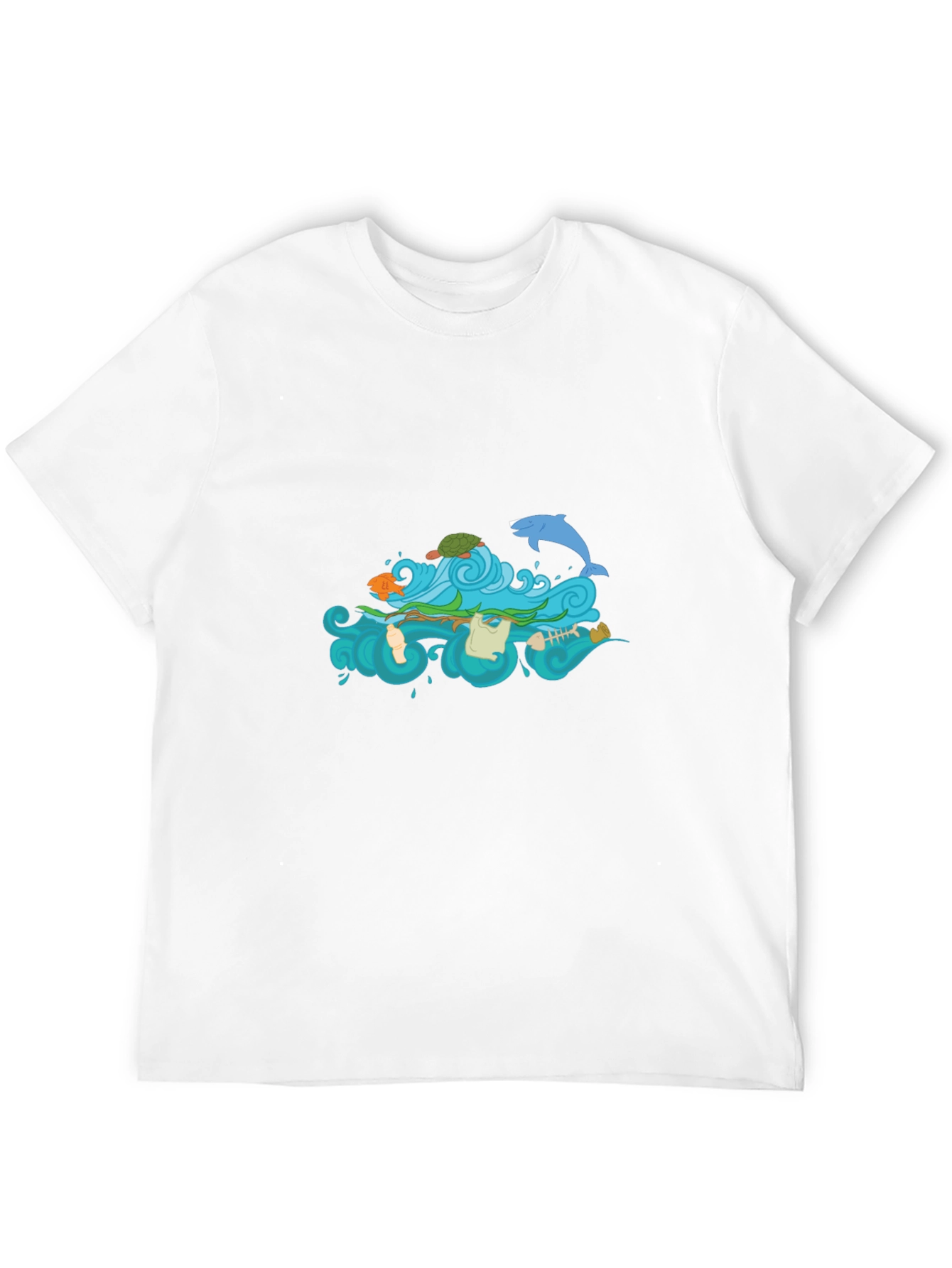 Black Tee with Ocean Pollution Graphic