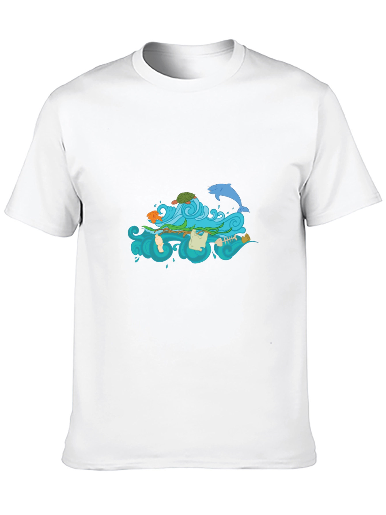 Black Tee with Ocean Pollution Graphic