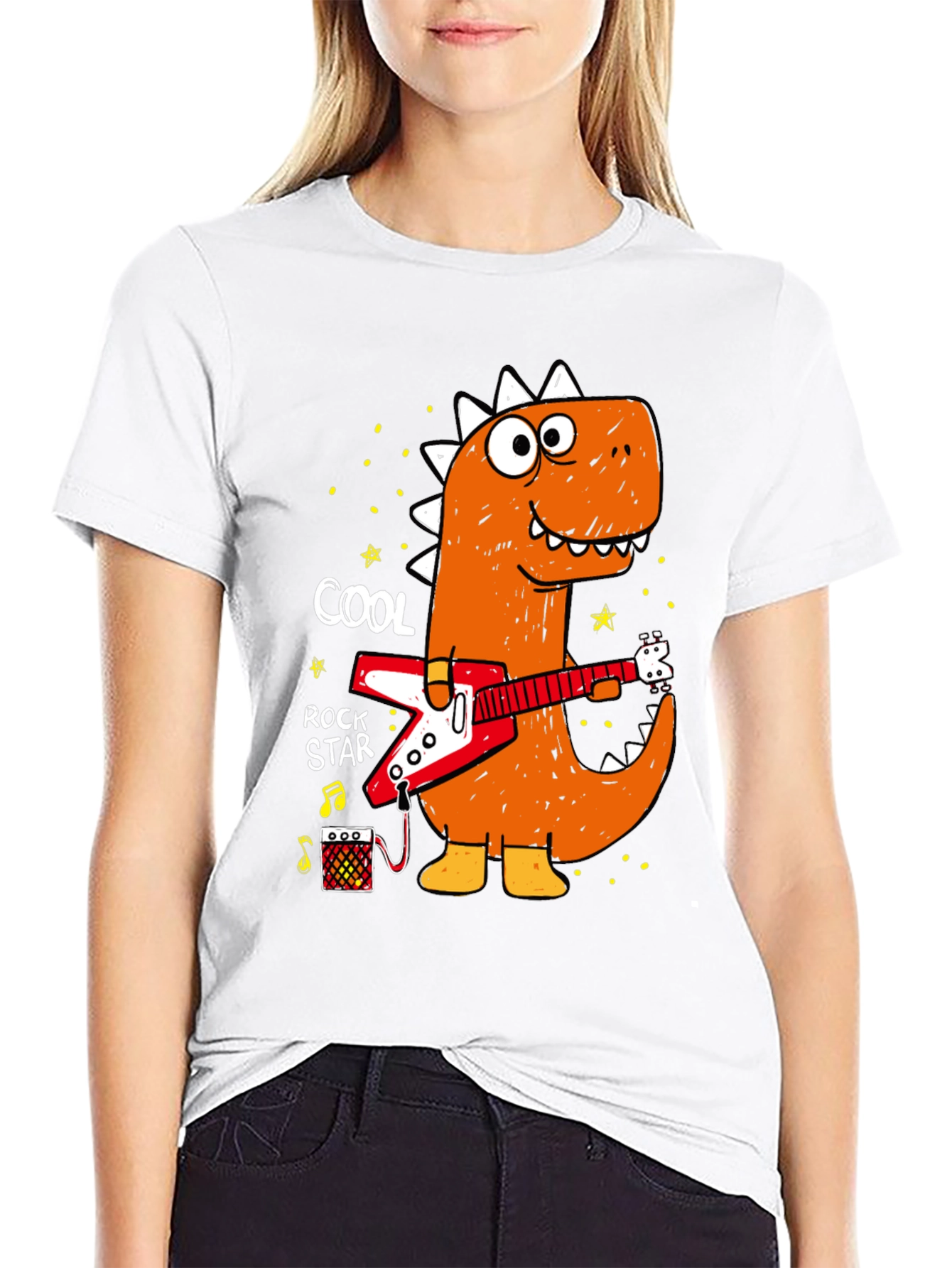 Cool Rock Star Dinosaur Graphic Tee