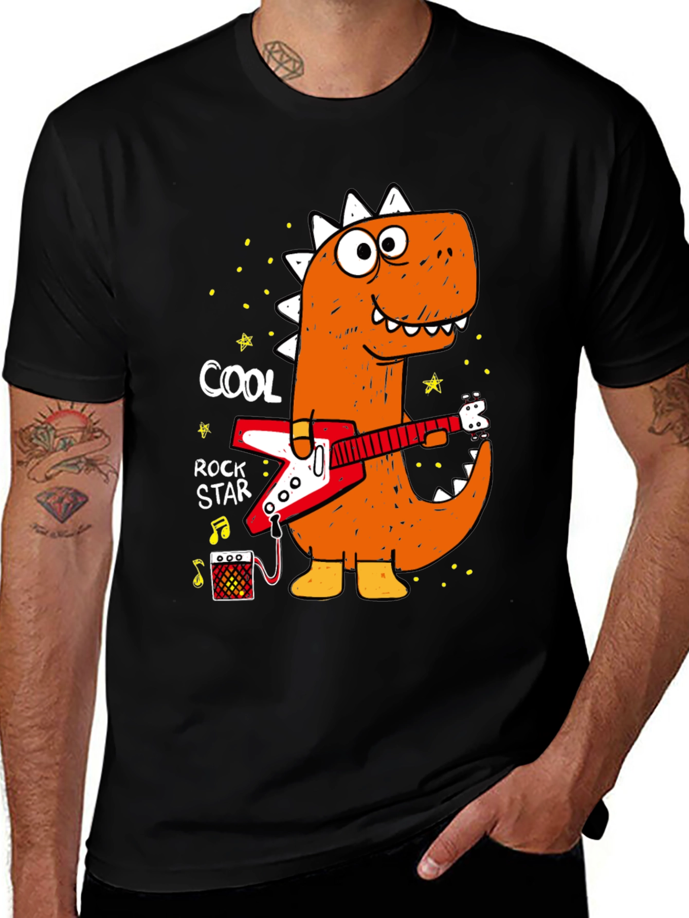 Cool Rock Star Dinosaur Graphic Tee