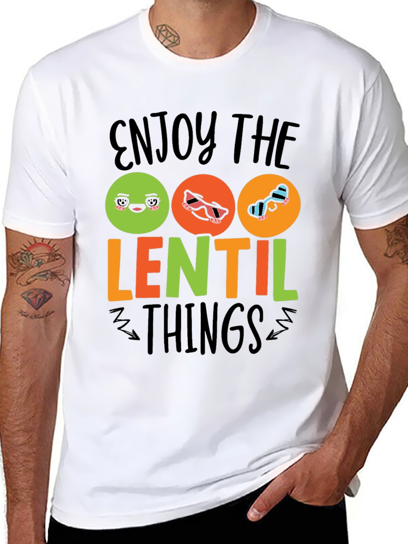 Enjoy the Lentil Things Black Graphic T-Shirt