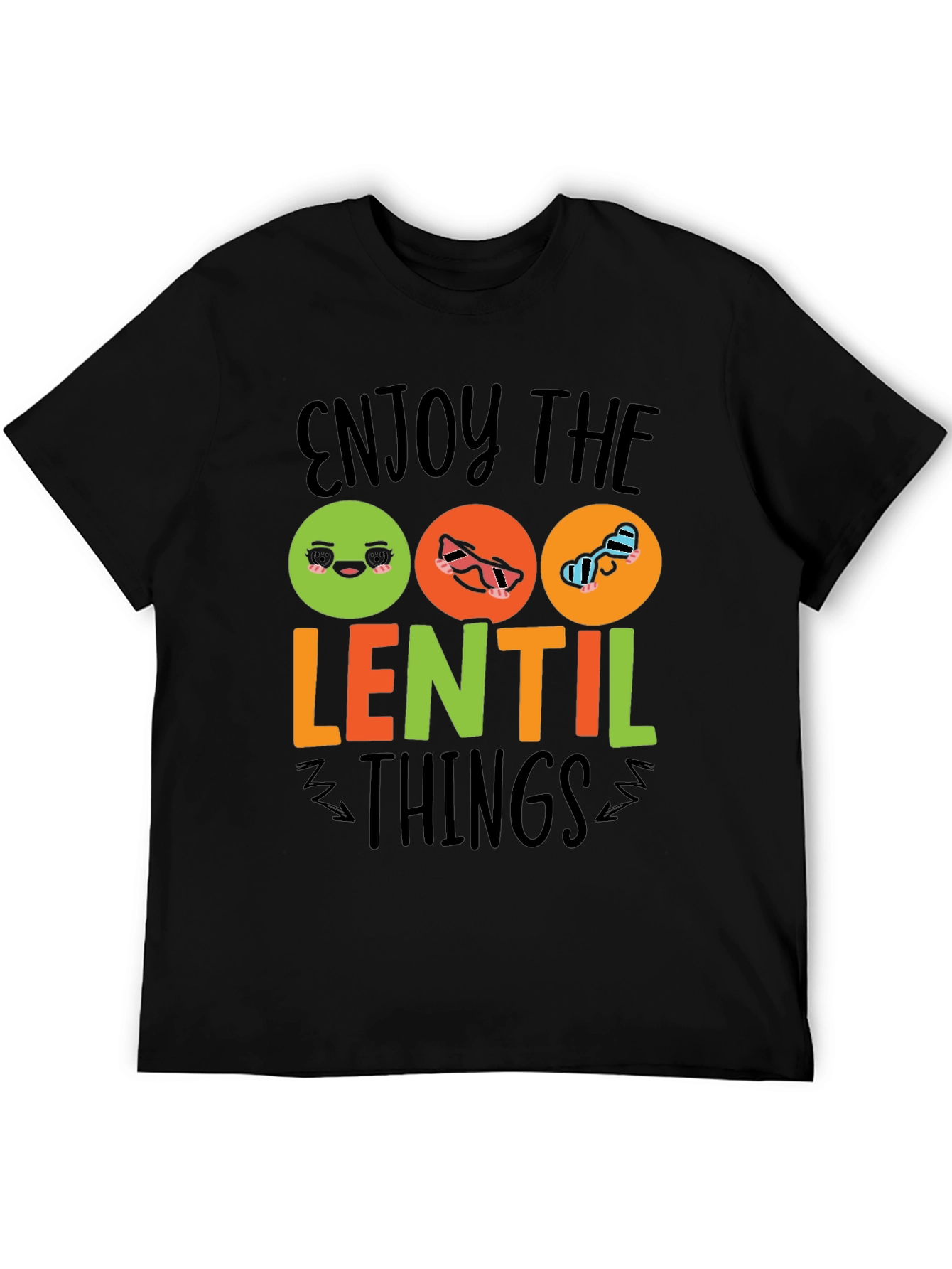 Enjoy the Lentil Things Black Graphic T-Shirt