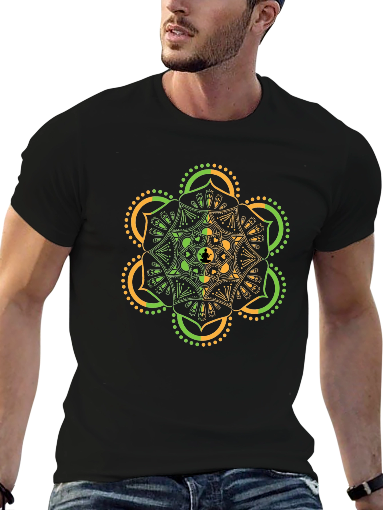 Mandala Graphic Tee - Black Yoga T-Shirt