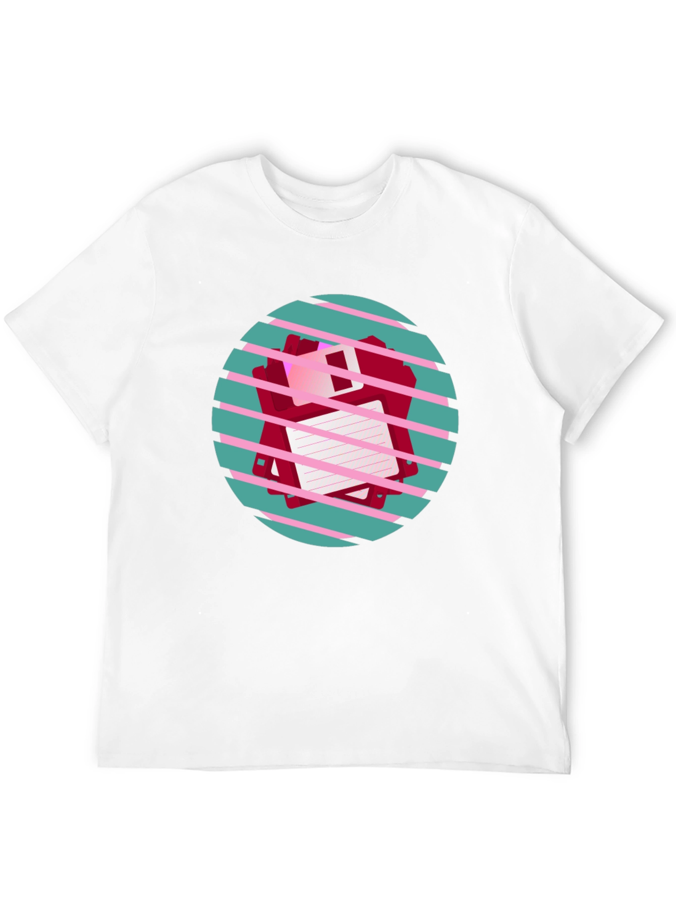 Retro Floppy Disk Graphic Tee - Black Crew Neck