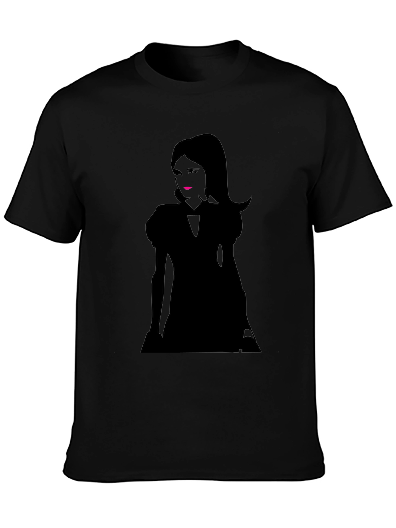Silhouette Graphic Print T-Shirt - Casual Black Tee