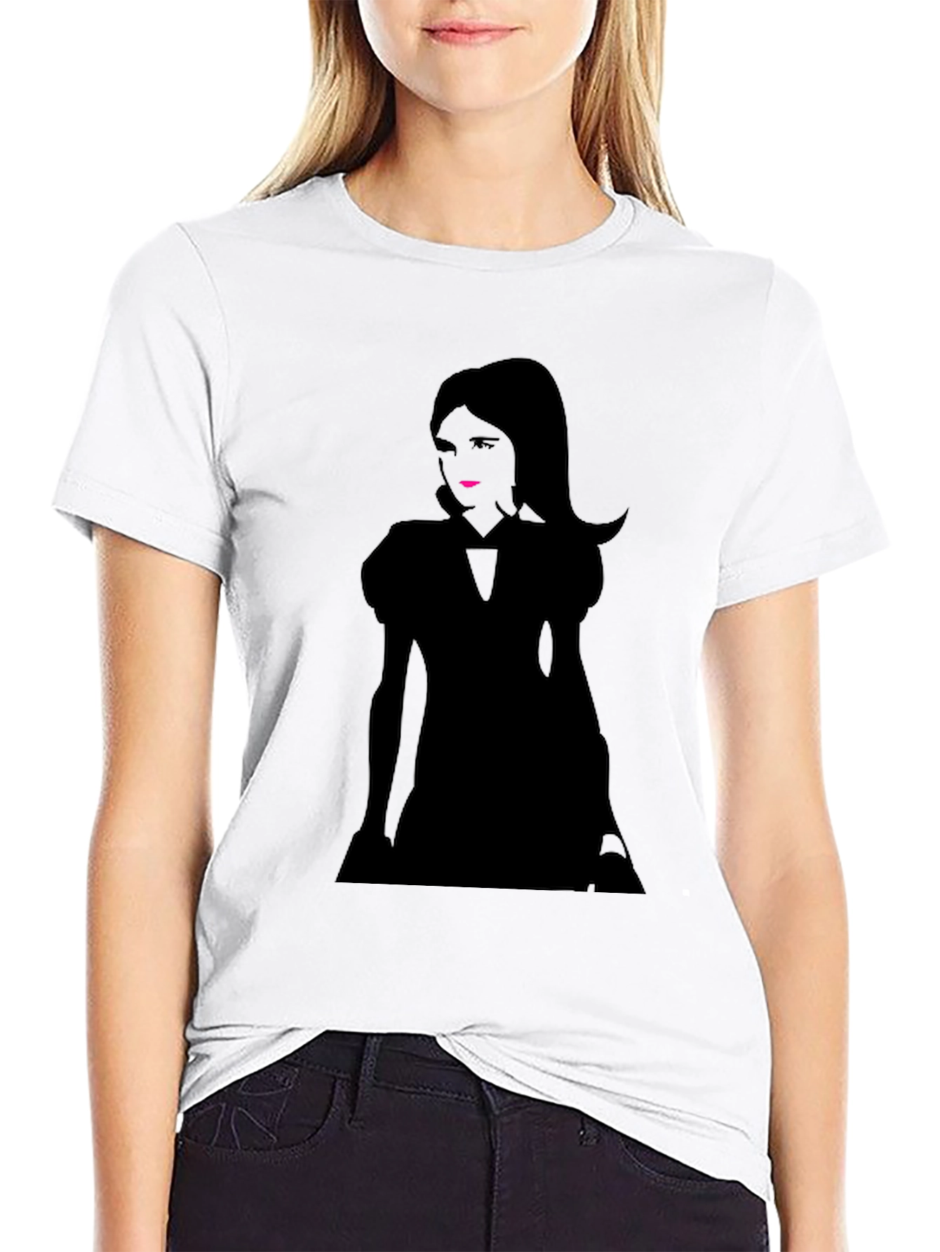 Silhouette Graphic Print T-Shirt - Casual Black Tee