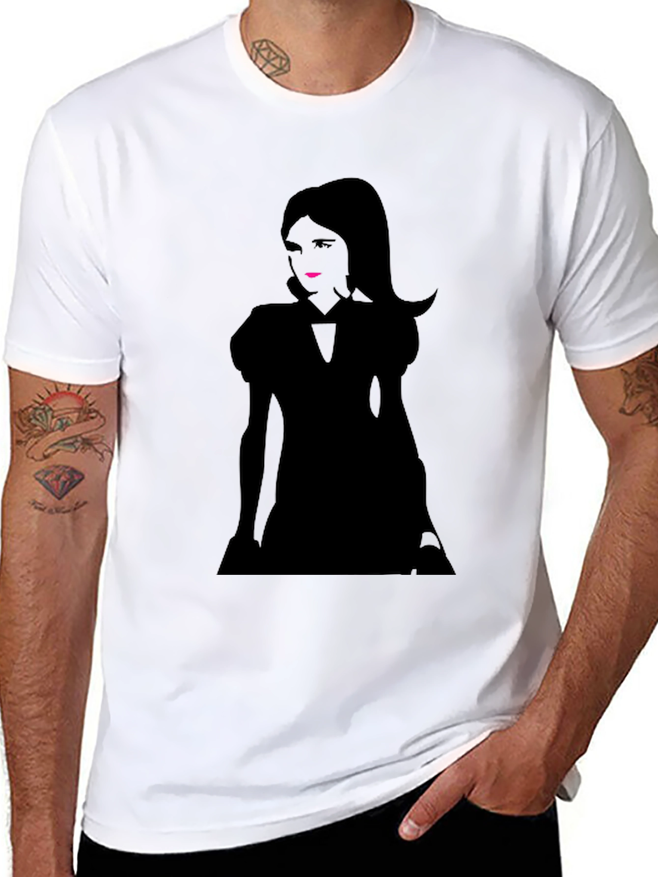 Silhouette Graphic Print T-Shirt - Casual Black Tee