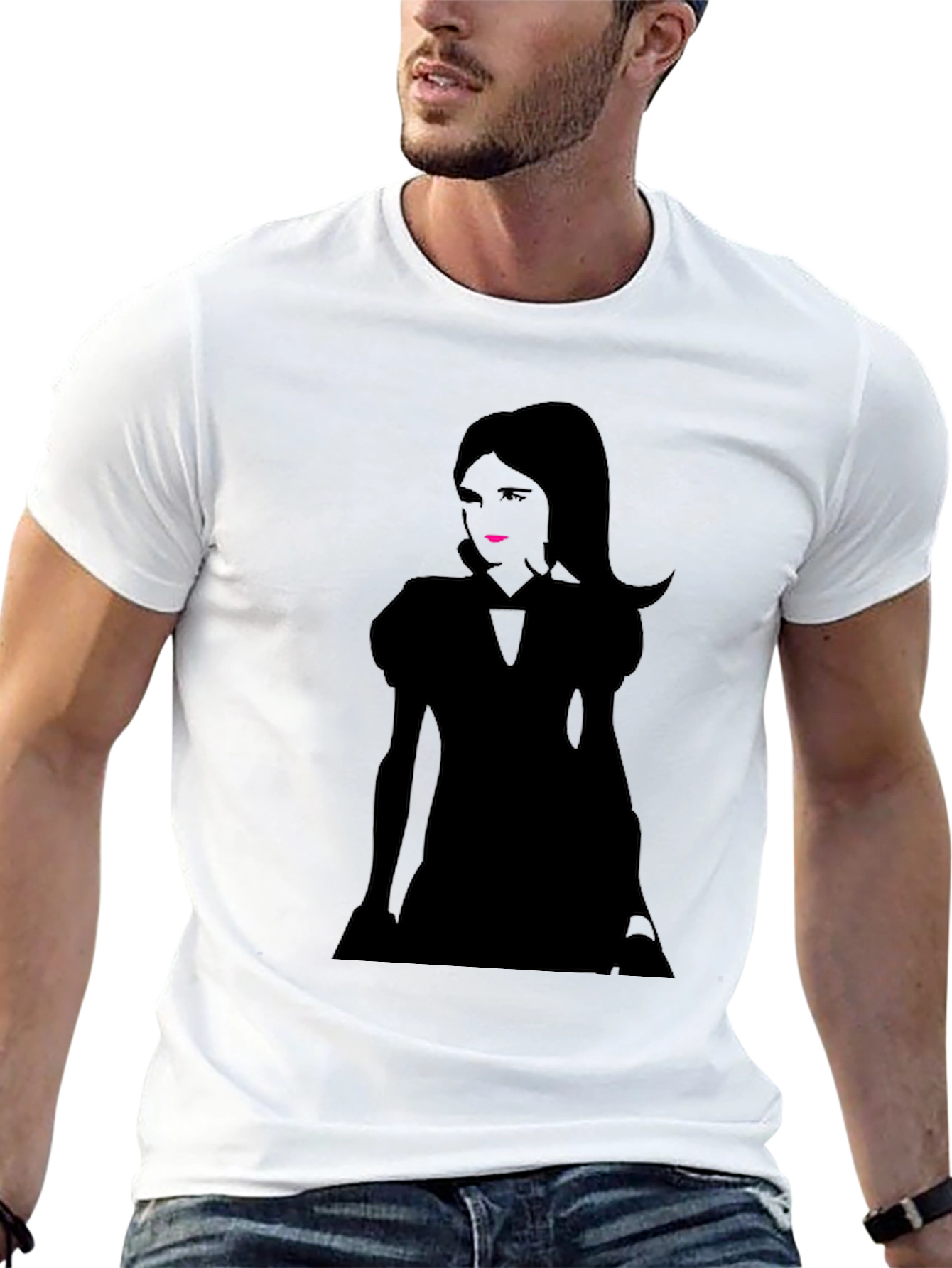 Silhouette Graphic Print T-Shirt - Casual Black Tee