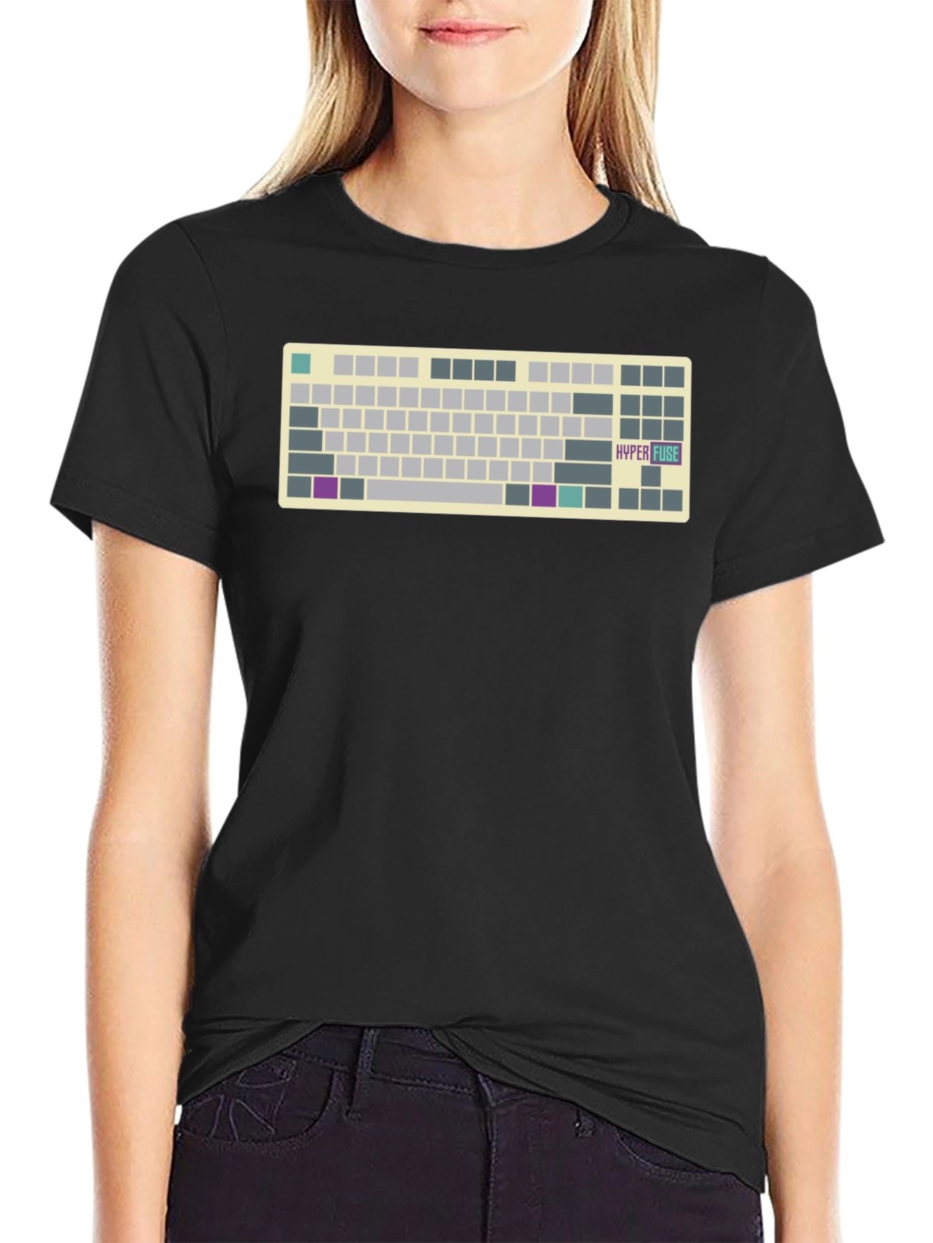 Hyper Fuse Keyboard T-Shirt - Black Novelty Design