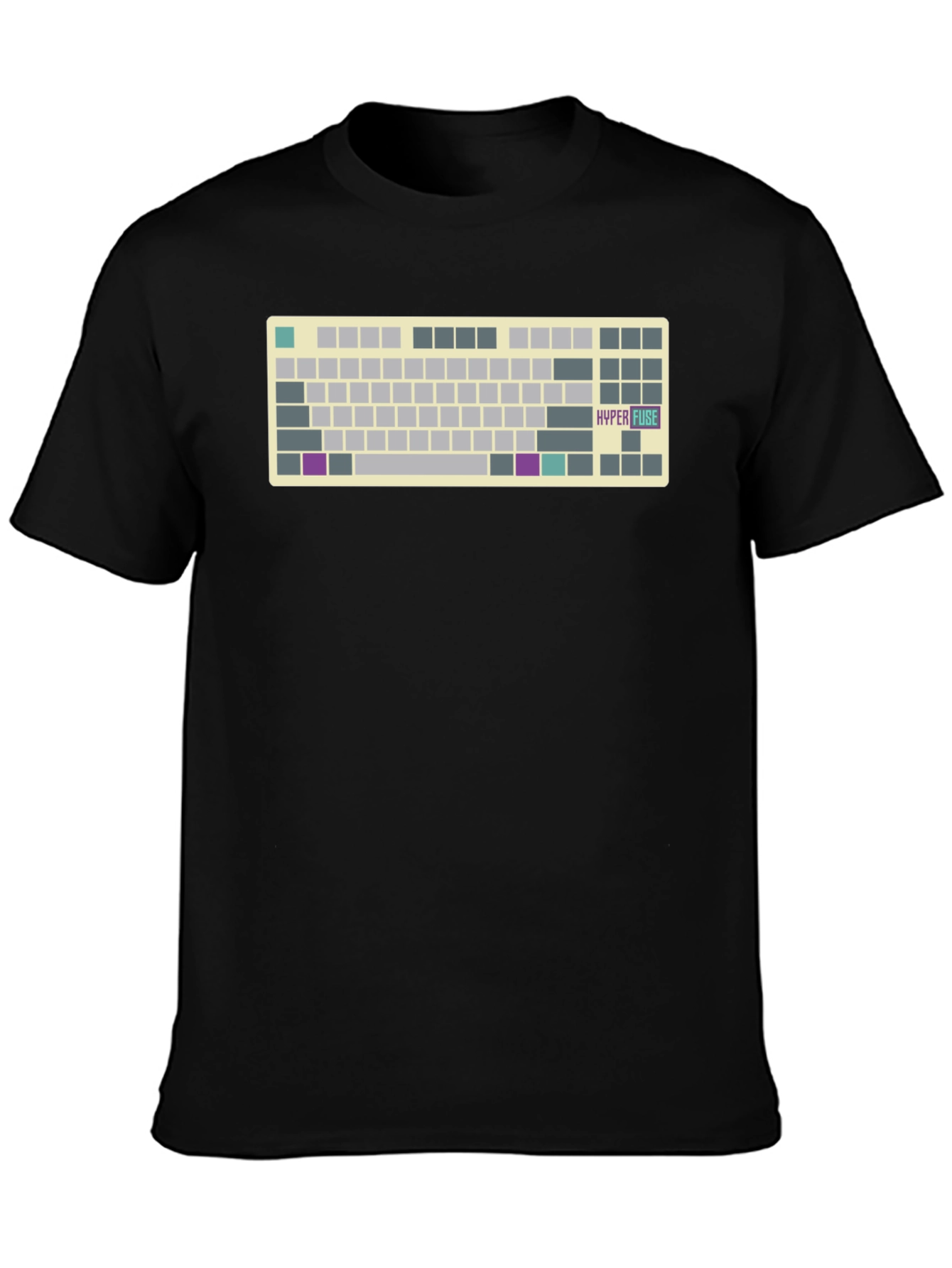 Hyper Fuse Keyboard T-Shirt - Black Novelty Design