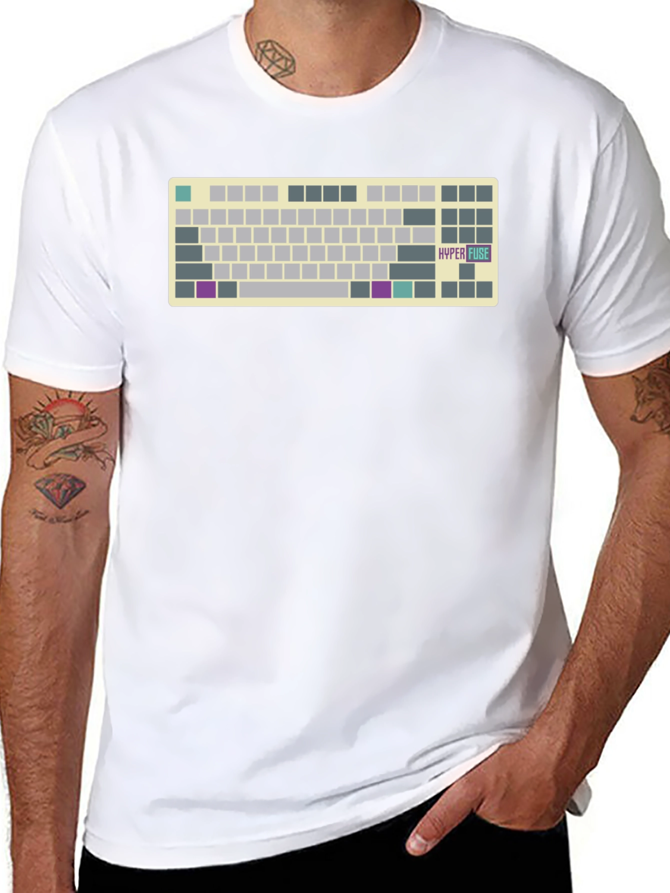 Hyper Fuse Keyboard T-Shirt - Black Novelty Design