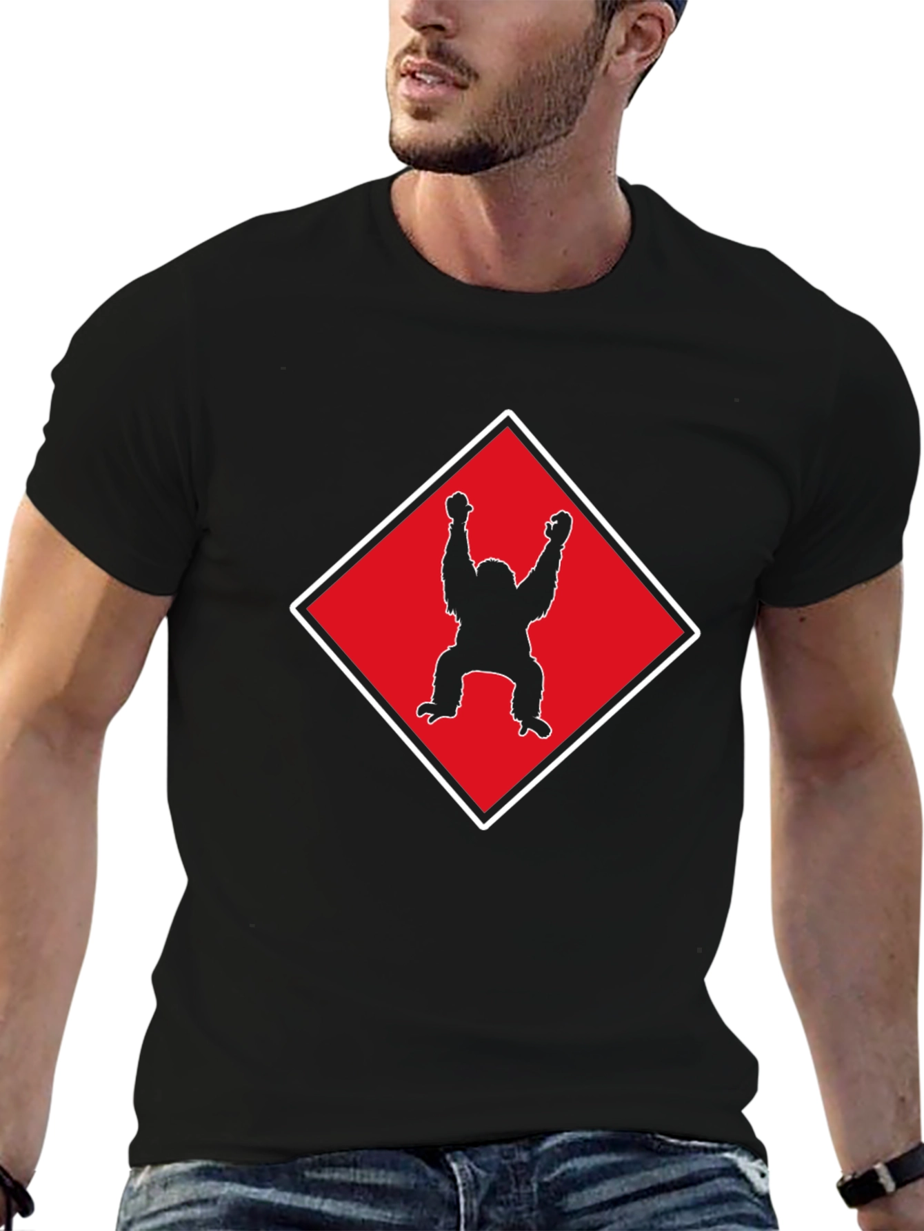 Orangutan Silhouette Graphic Tee - Black