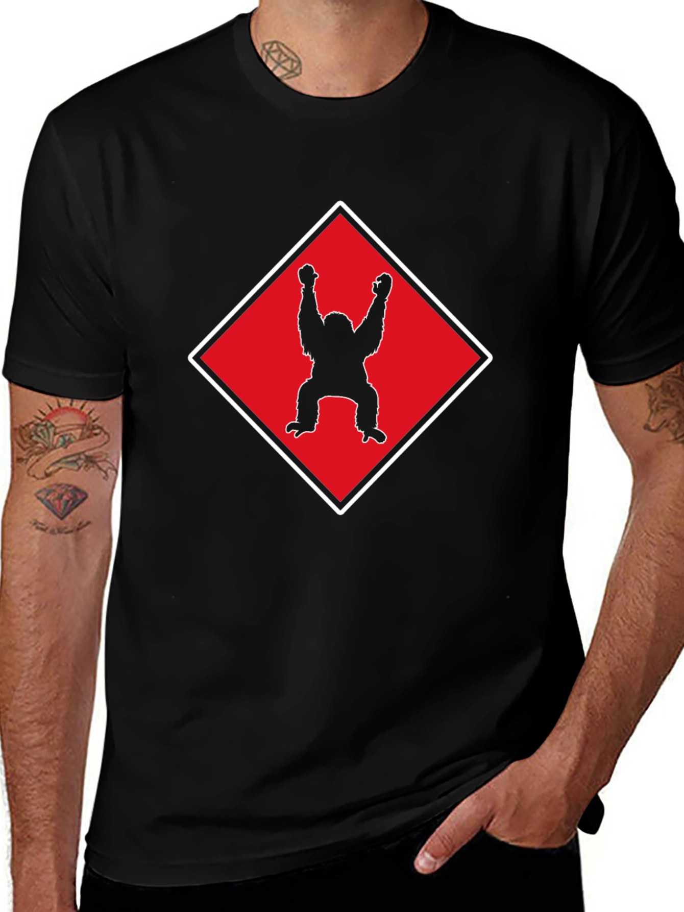 Orangutan Silhouette Graphic Tee - Black