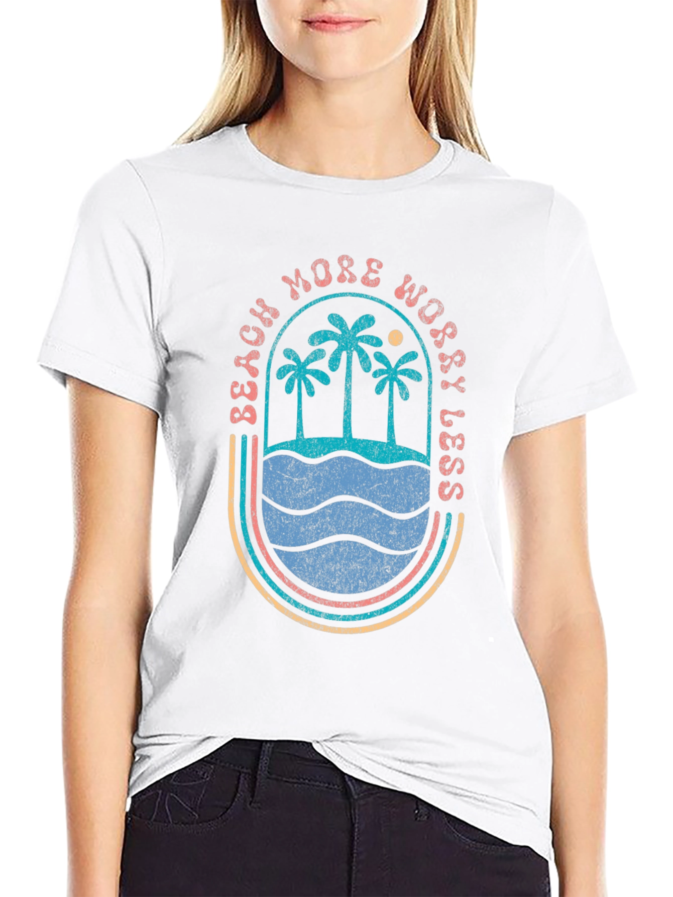 Beach More Worry Less Graphic T-Shirt