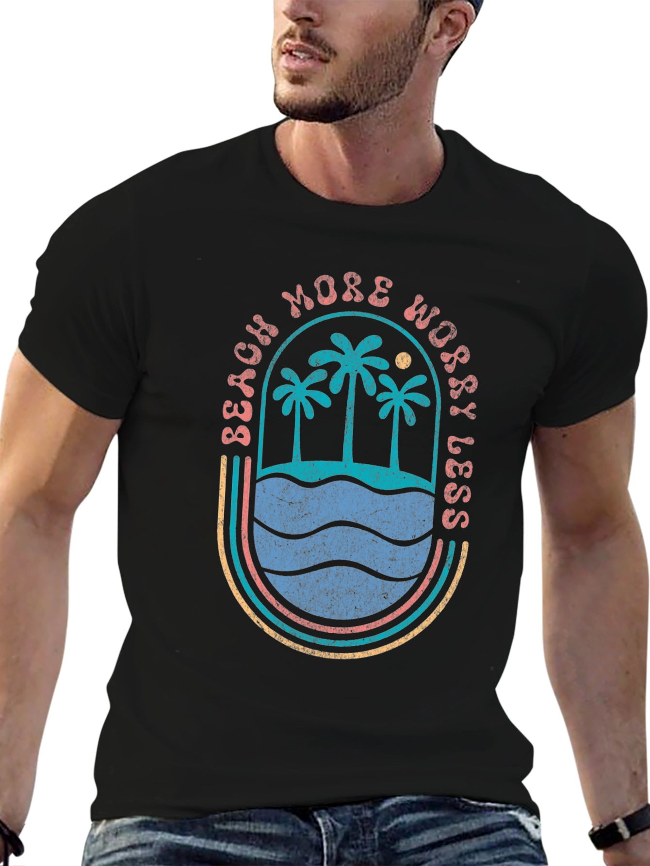 Beach More Worry Less Graphic T-Shirt