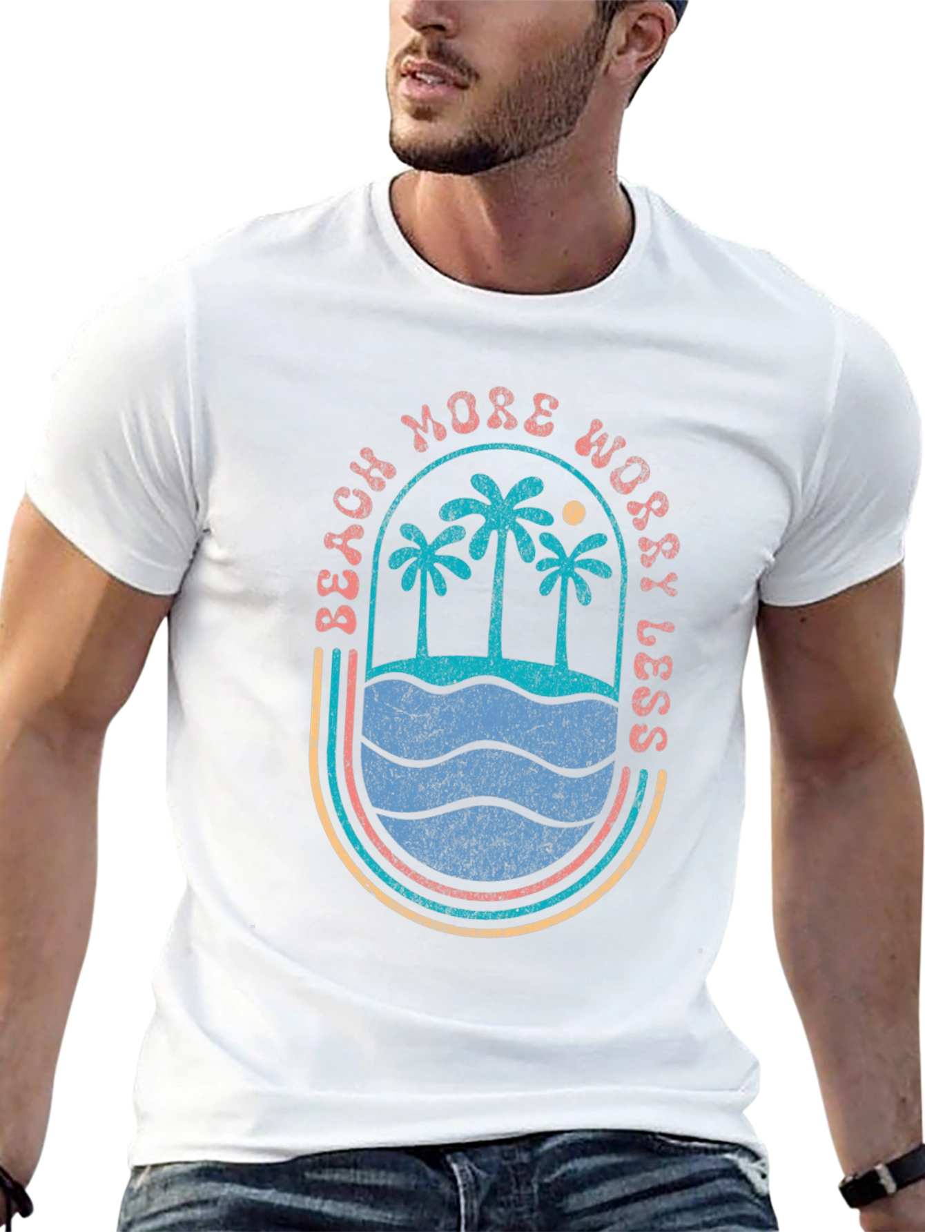 Beach More Worry Less Graphic T-Shirt