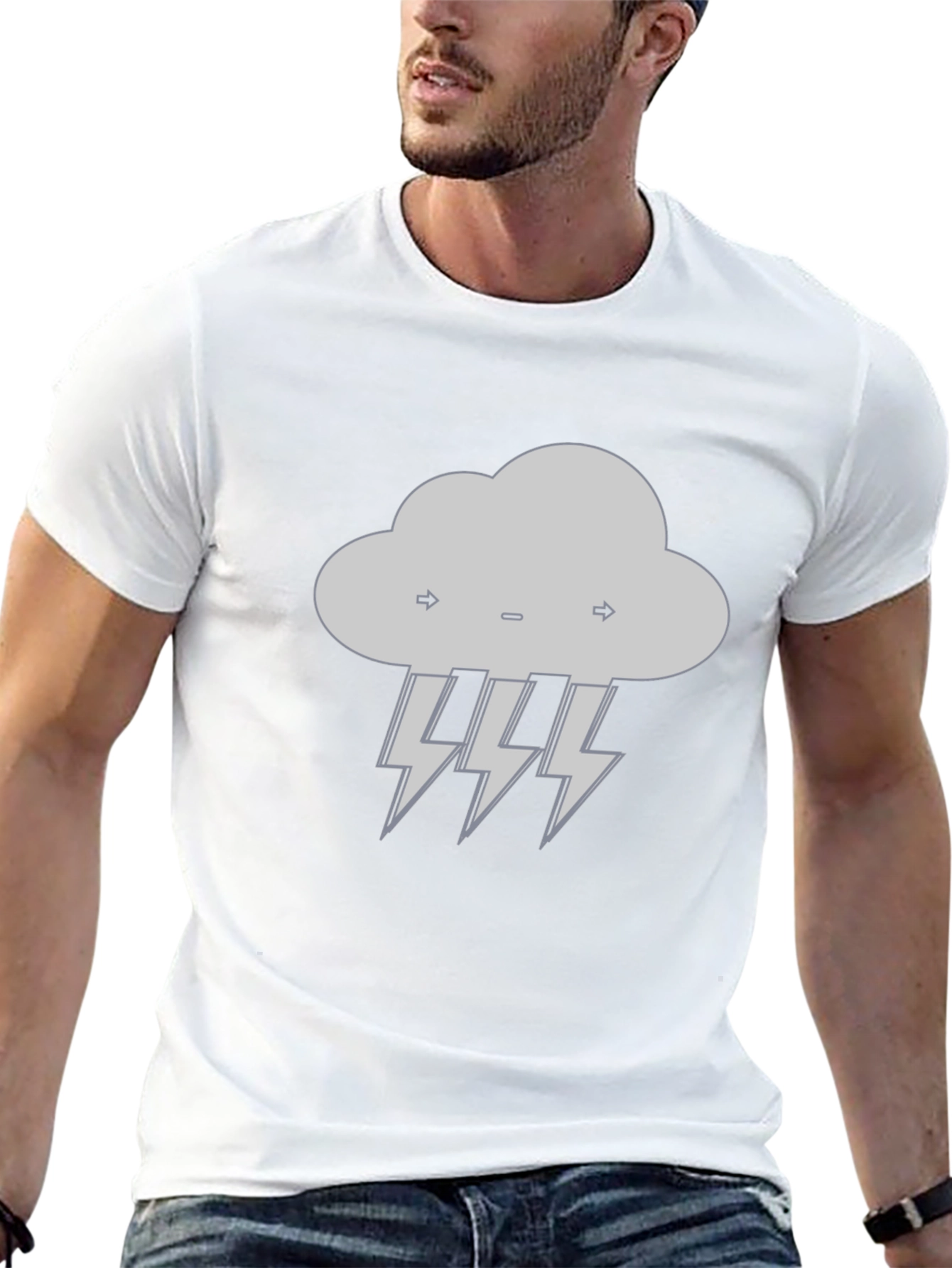 Storm Cloud Lightning Bolt Graphic Tee - Black