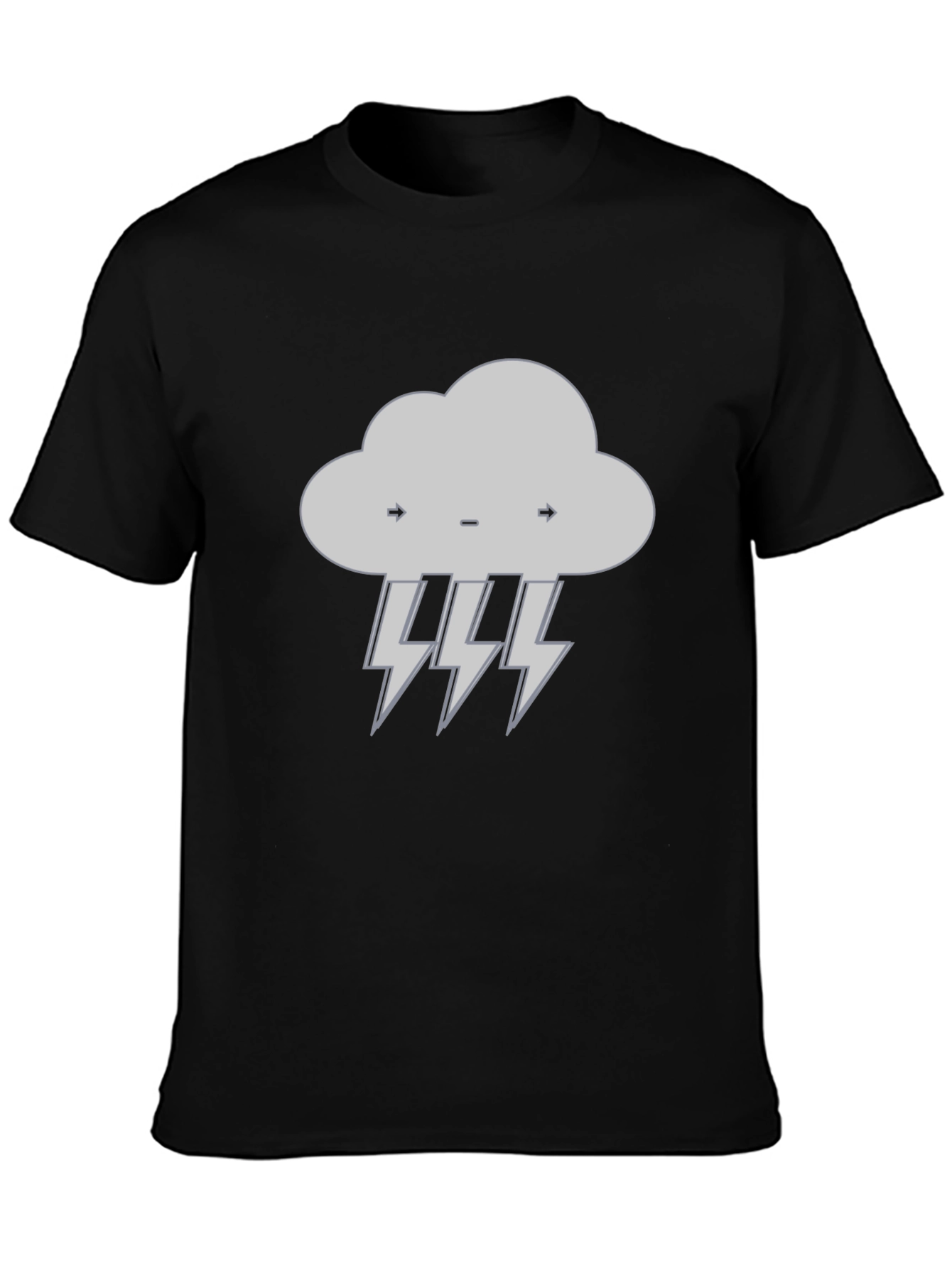 Storm Cloud Lightning Bolt Graphic Tee - Black