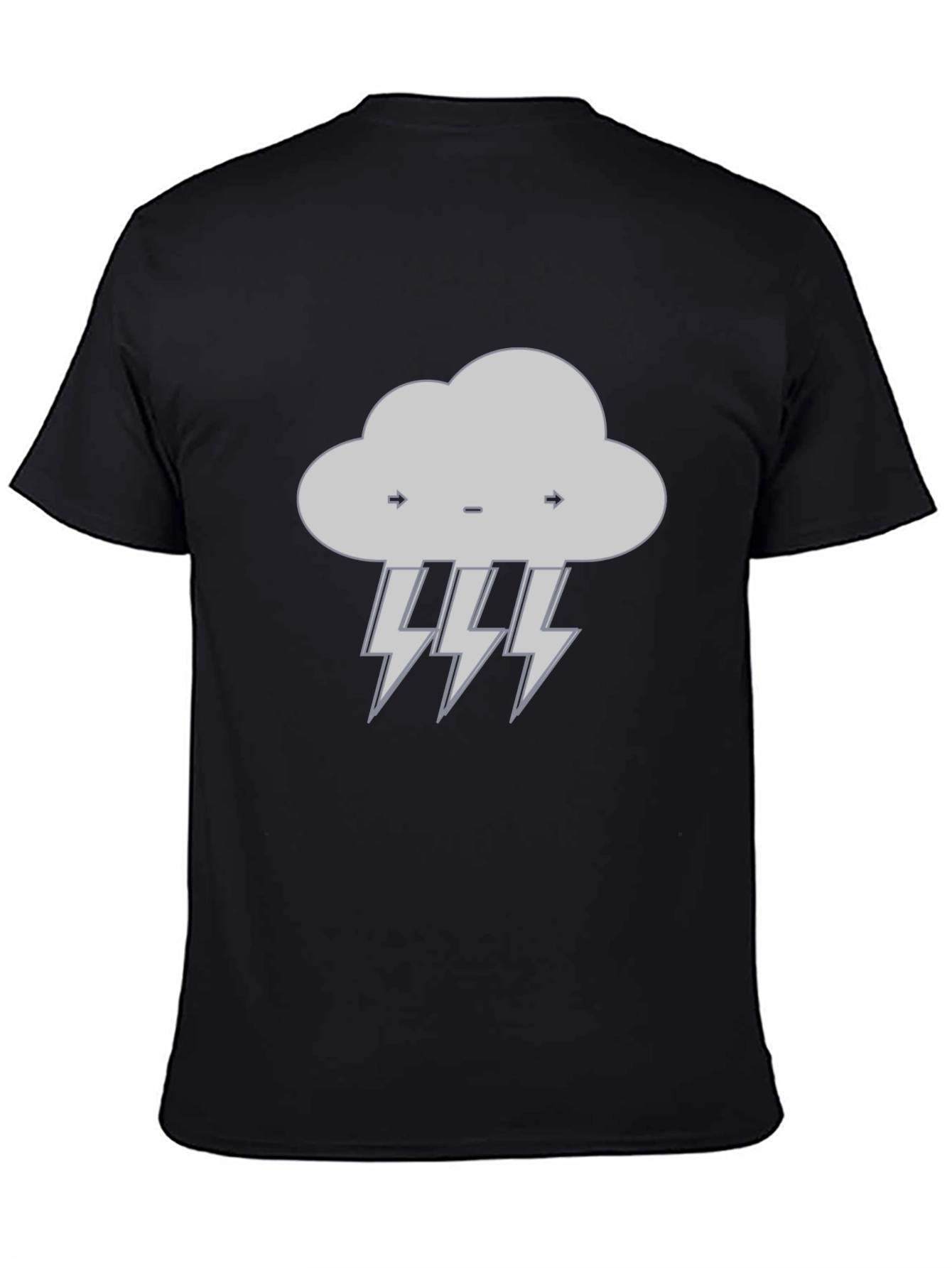 Storm Cloud Lightning Bolt Graphic Tee - Black
