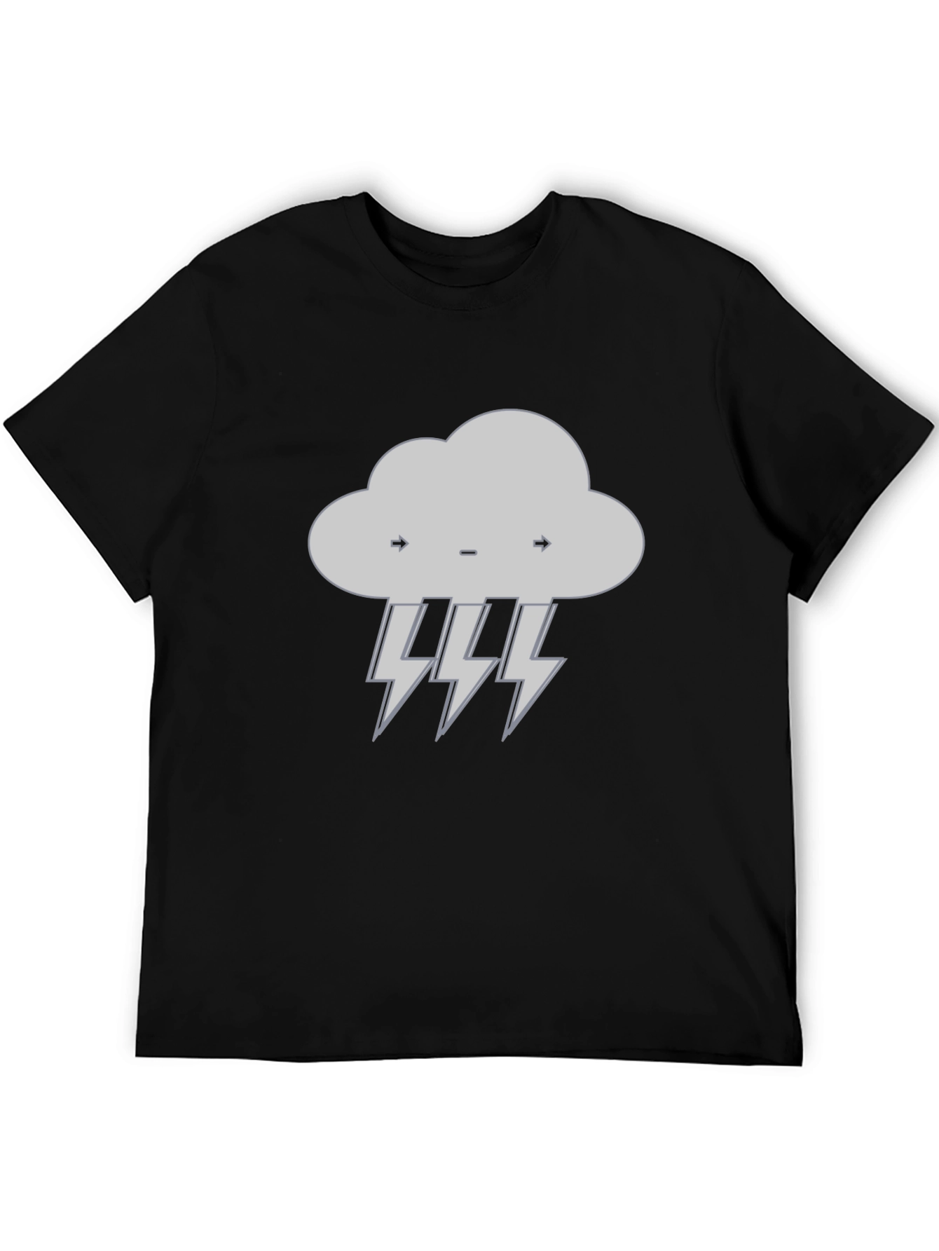 Storm Cloud Lightning Bolt Graphic Tee - Black