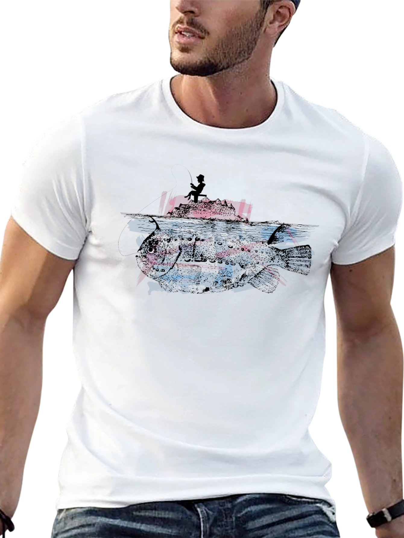 Fishing T-Shirt: Angler vs. Monster Fish