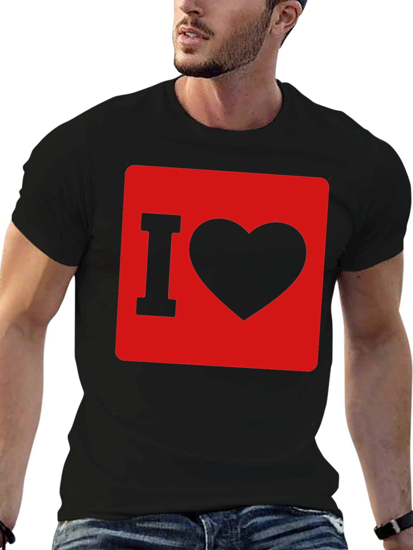 I Love Heart Graphic T-Shirt - Black Cotton Tee