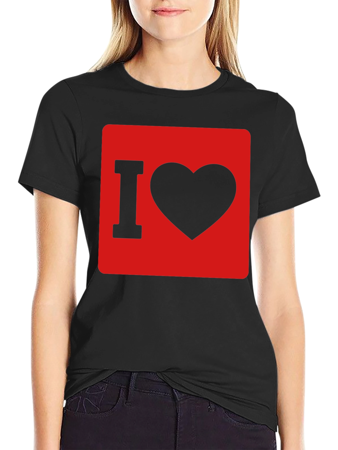 I Love Heart Graphic T-Shirt - Black Cotton Tee