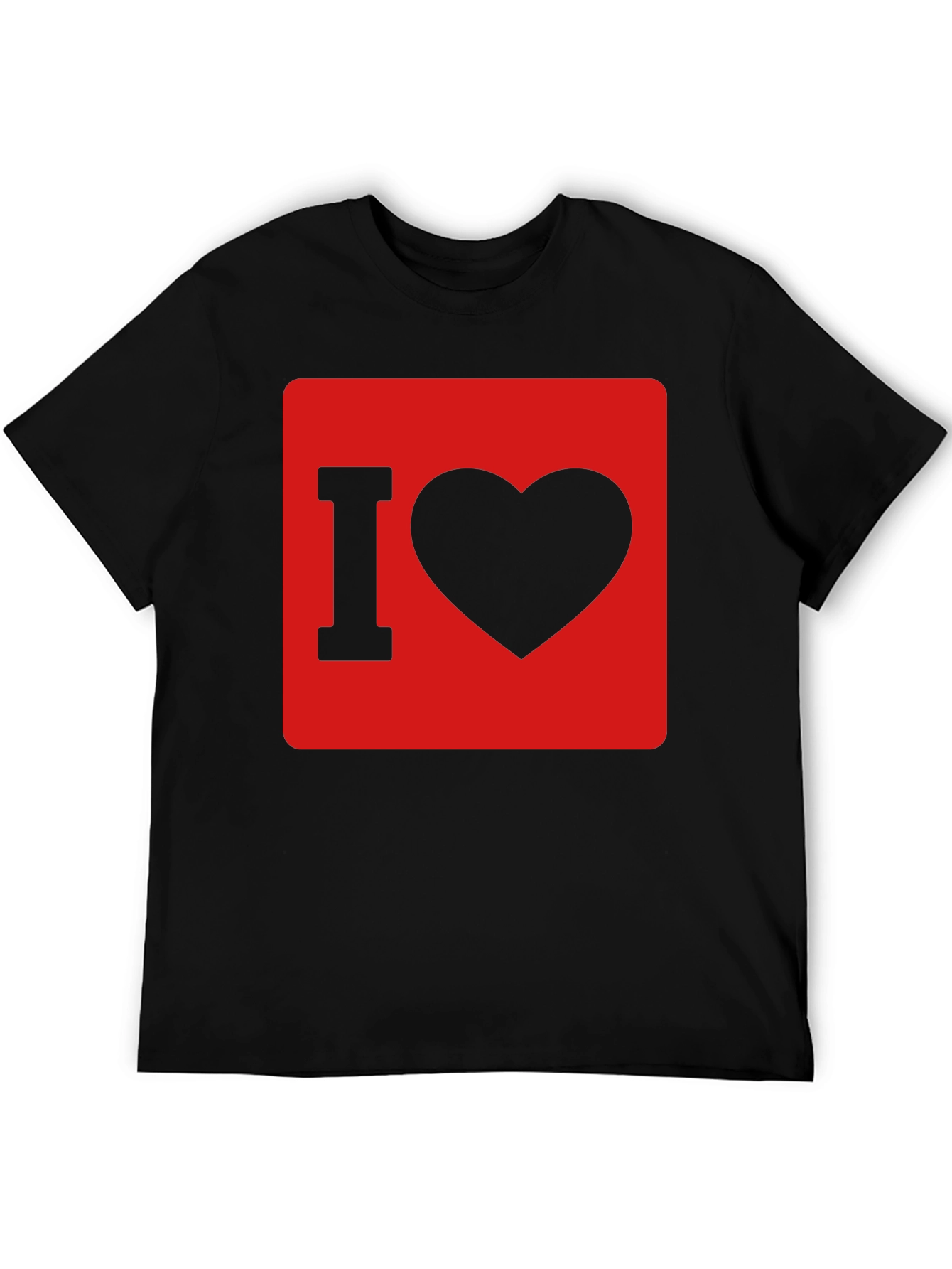 I Love Heart Graphic T-Shirt - Black Cotton Tee