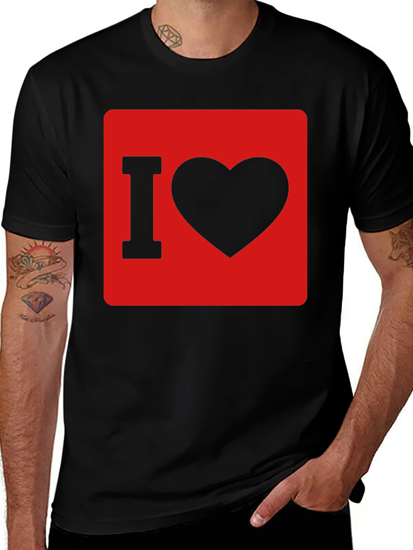 I Love Heart Graphic T-Shirt - Black Cotton Tee
