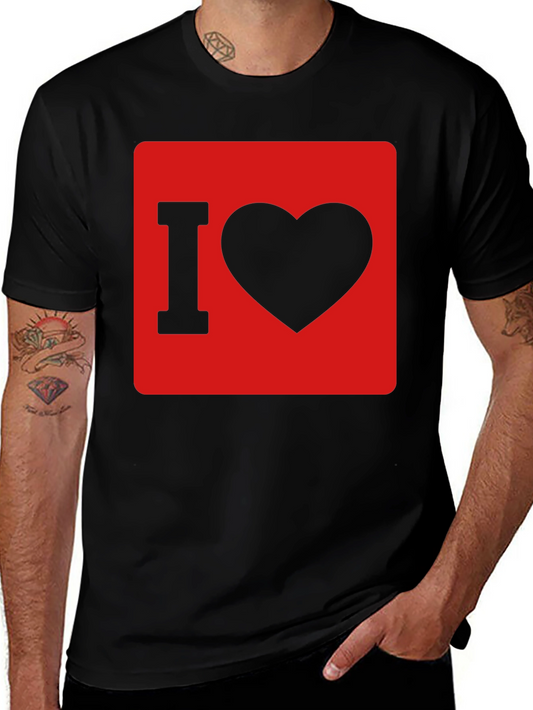 I Love Heart Graphic T-Shirt - Black Cotton Tee