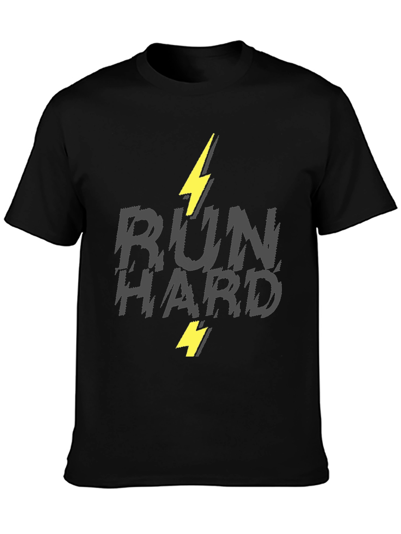 Run Hard Graphic T-Shirt - Lightning Bolt Design
