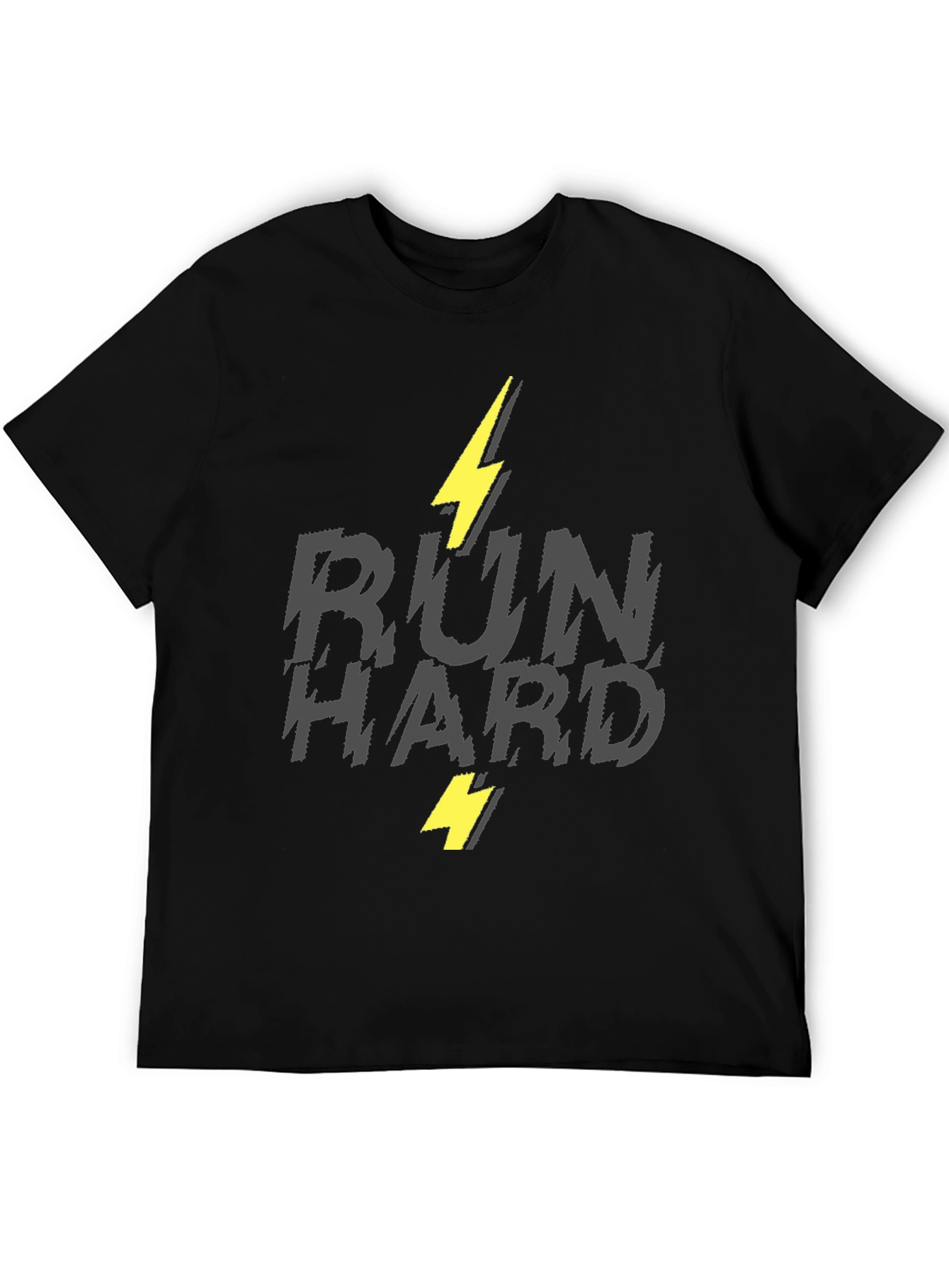 Run Hard Graphic T-Shirt - Lightning Bolt Design