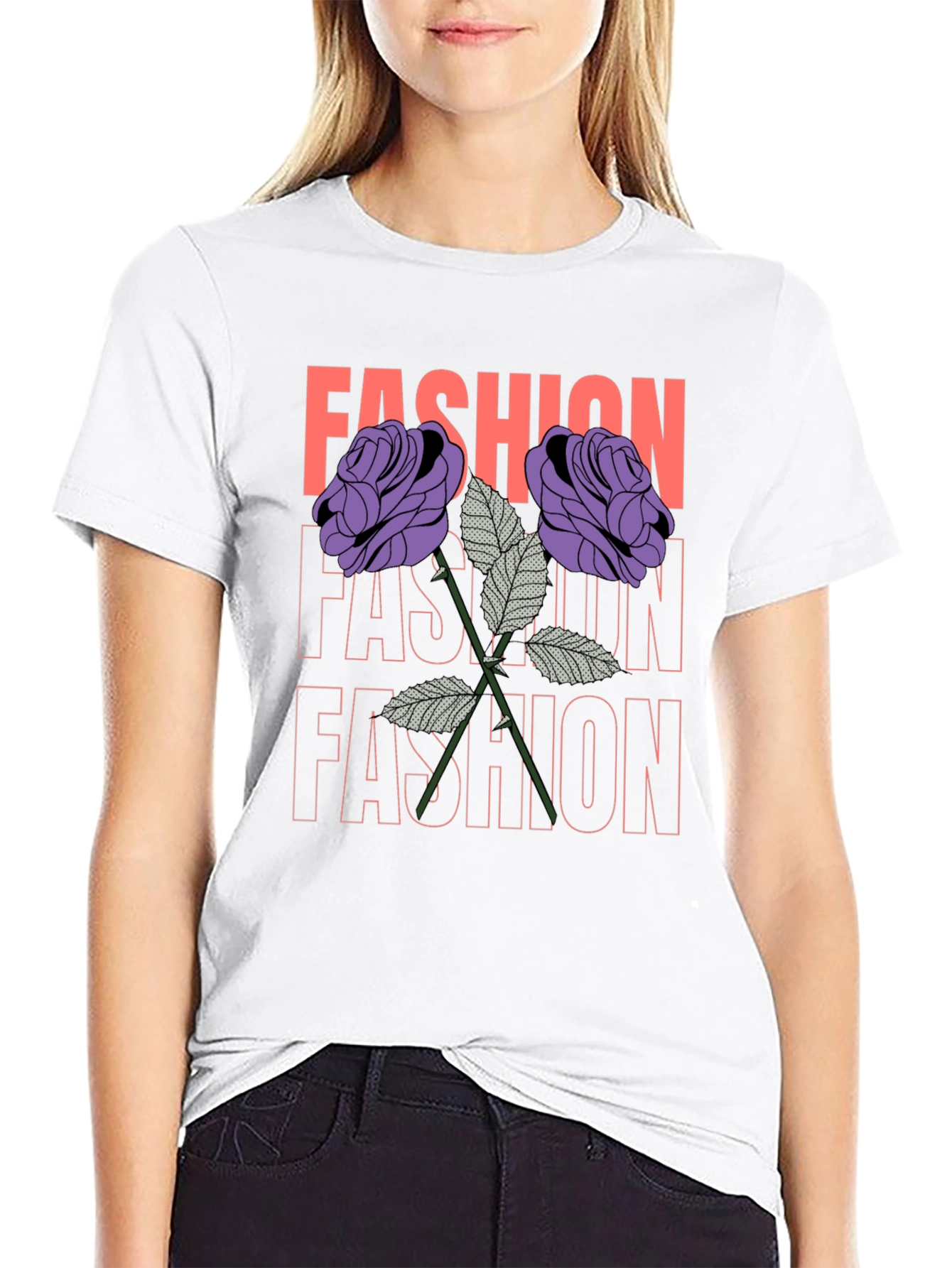 Fashion Roses Graphic Tee - Trendy Unisex T-Shirt