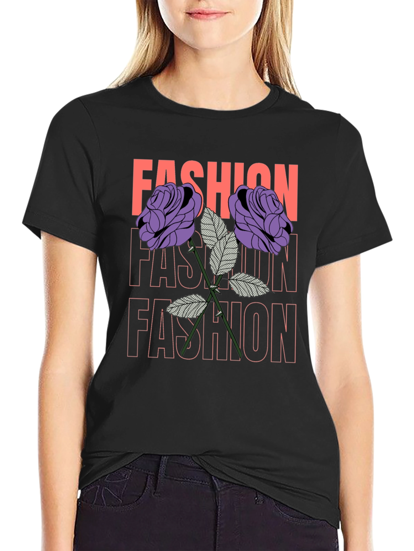 Fashion Roses Graphic Tee - Trendy Unisex T-Shirt