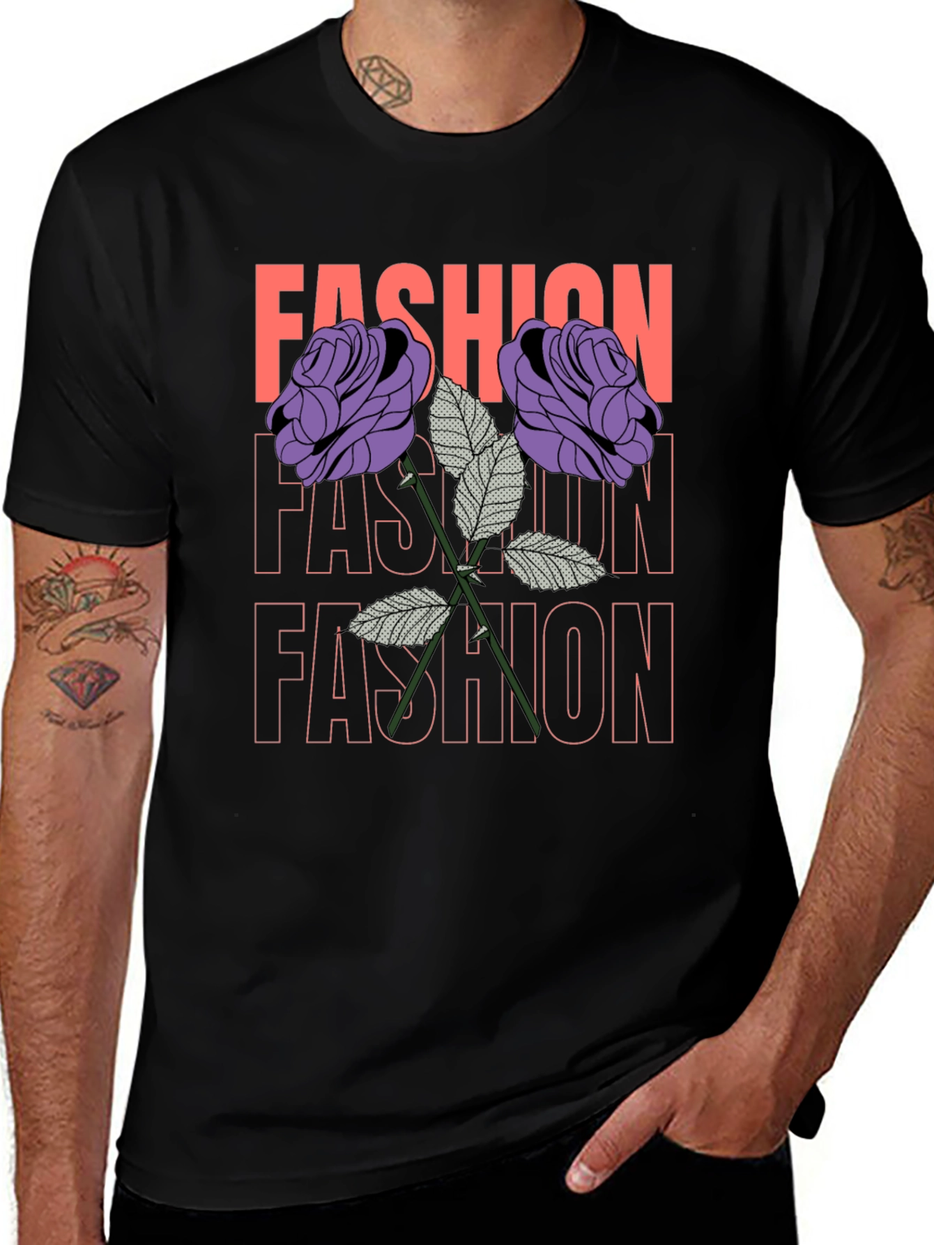 Fashion Roses Graphic Tee - Trendy Unisex T-Shirt