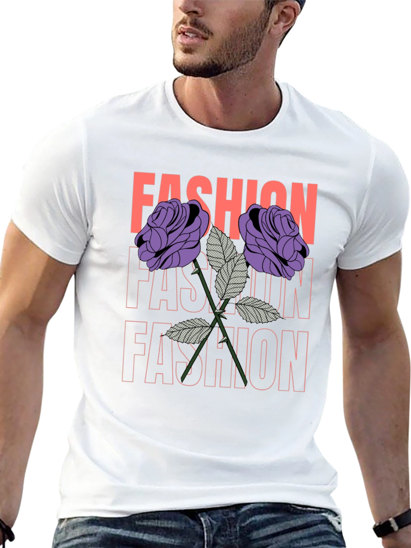 Fashion Roses Graphic Tee - Trendy Unisex T-Shirt