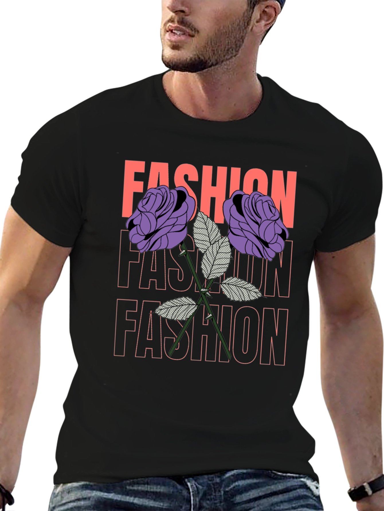 Fashion Roses Graphic Tee - Trendy Unisex T-Shirt